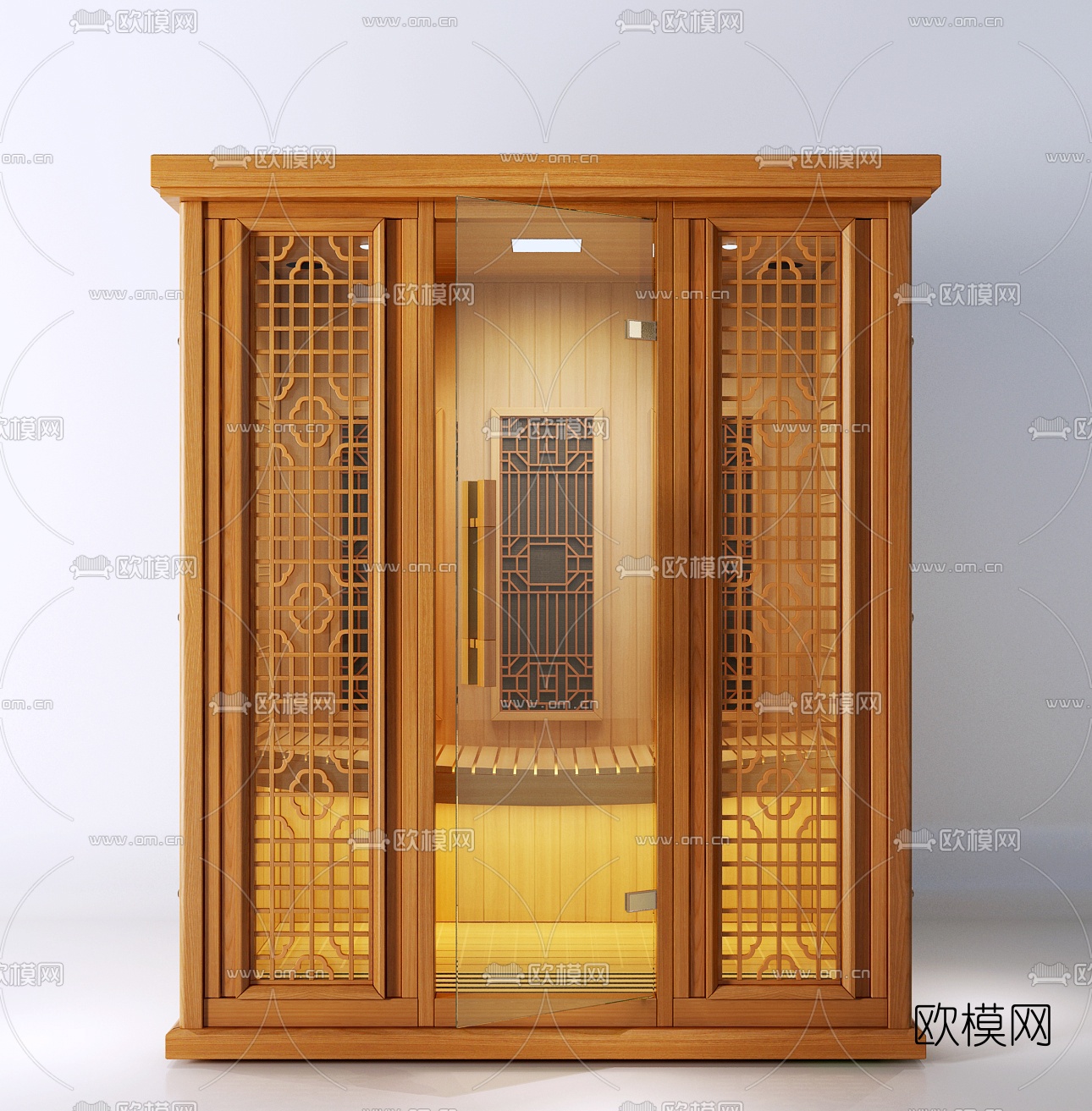 新中式桑拿房3d模型