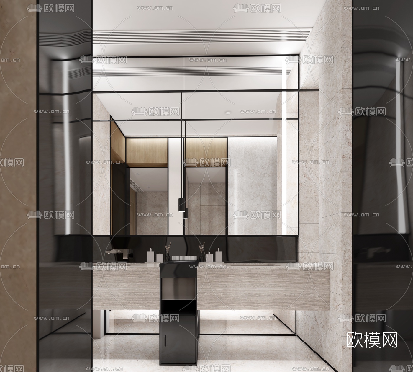 YSD原十设计 现代公共卫生间洗手台3d模型