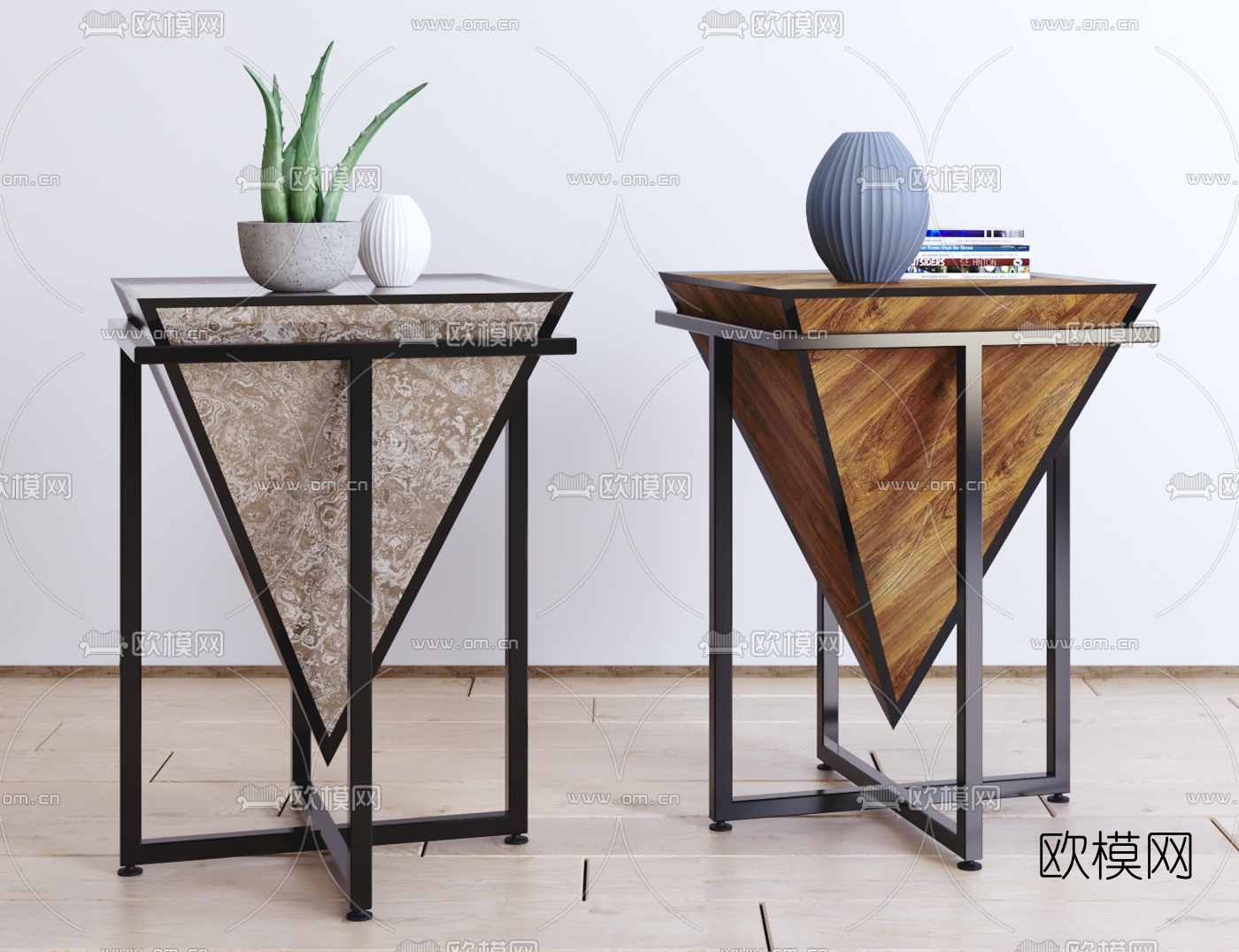 工业风铁架边几角几3d模型