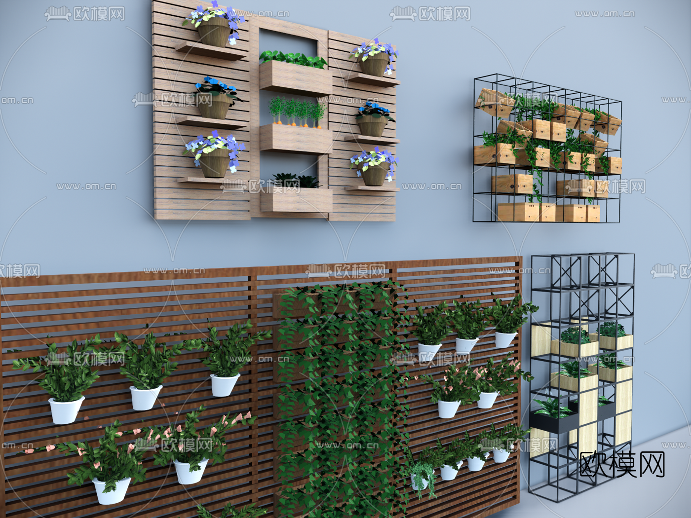 现代绿植花架盆栽su模型下载（渲染图3）