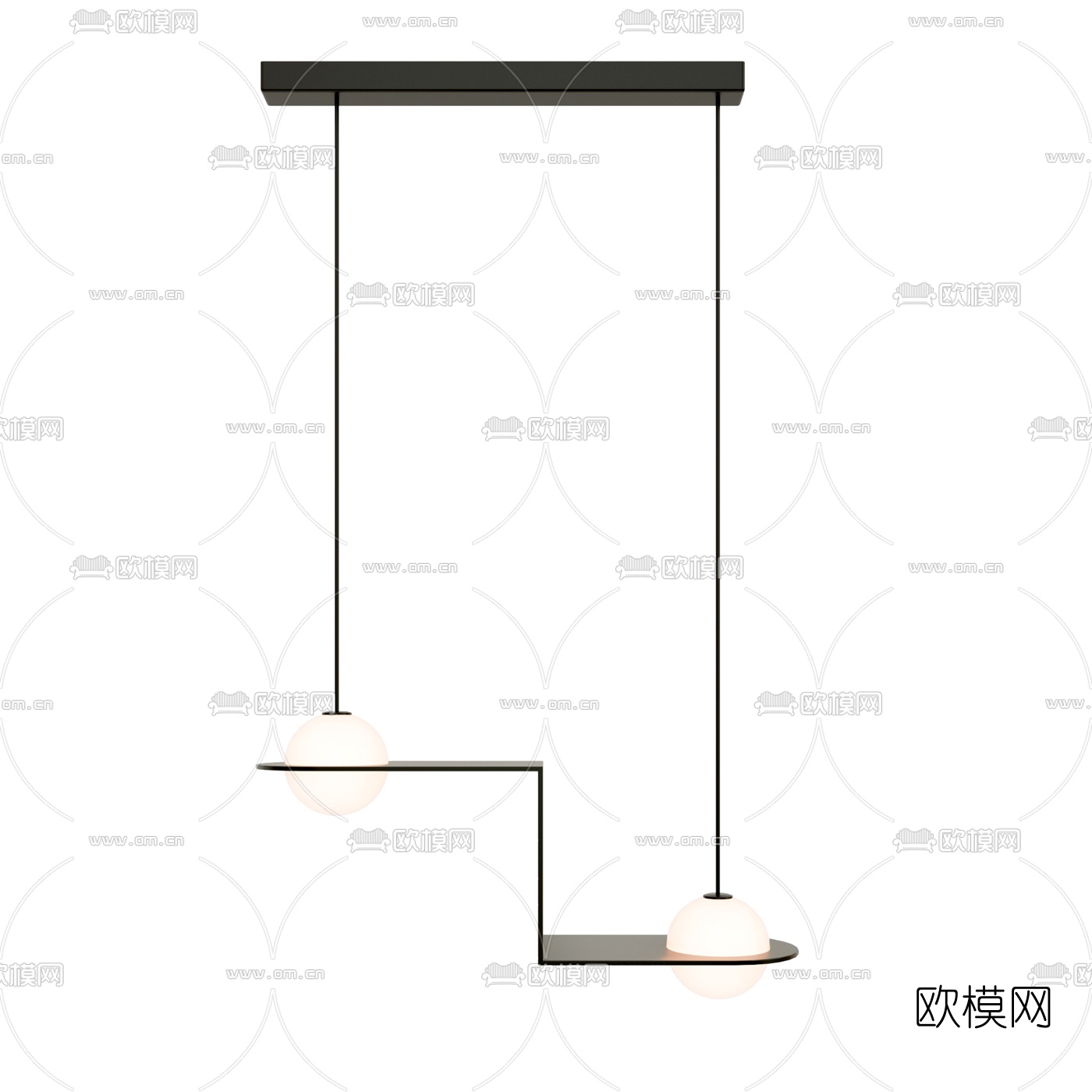 现代简易吊灯组合3d模型