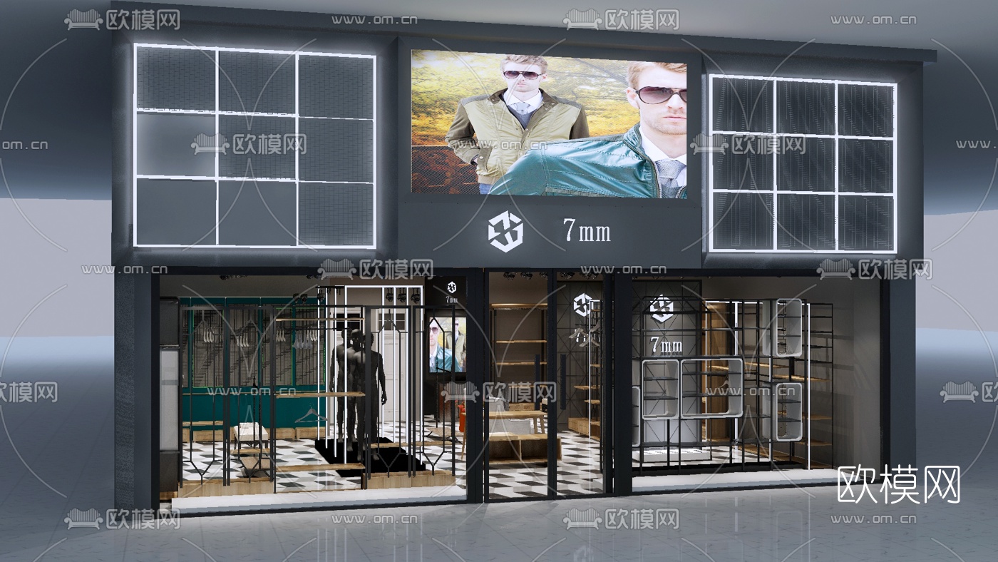 现代男士服装店免费3d模型