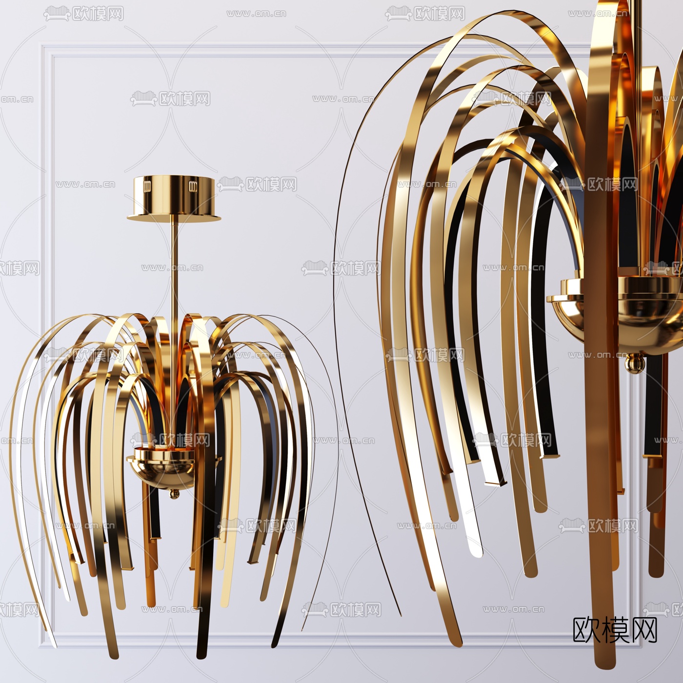 后现代金属多头吊灯3d模型下载