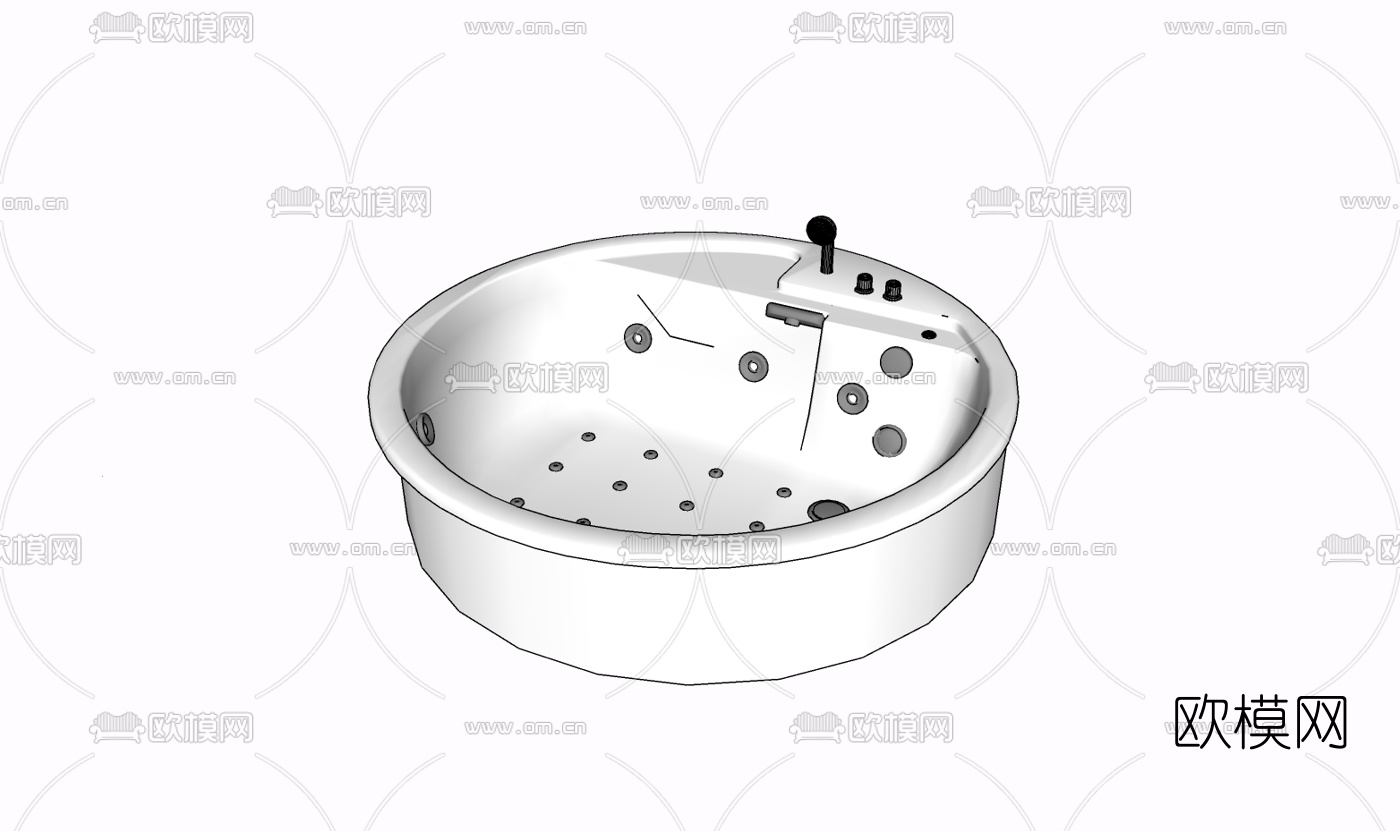 现代浴缸免费su模型下载