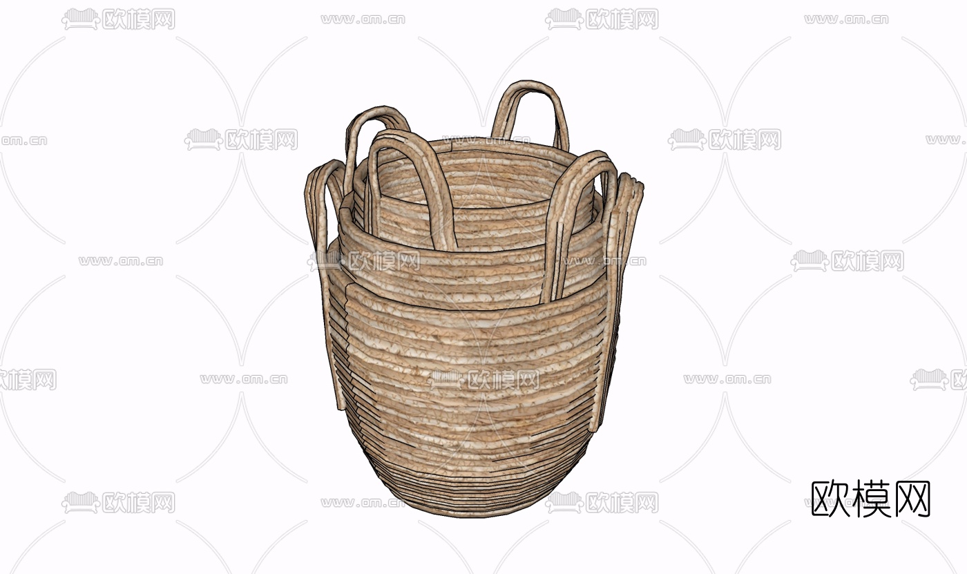 现代竹编篮子免费su模型下载