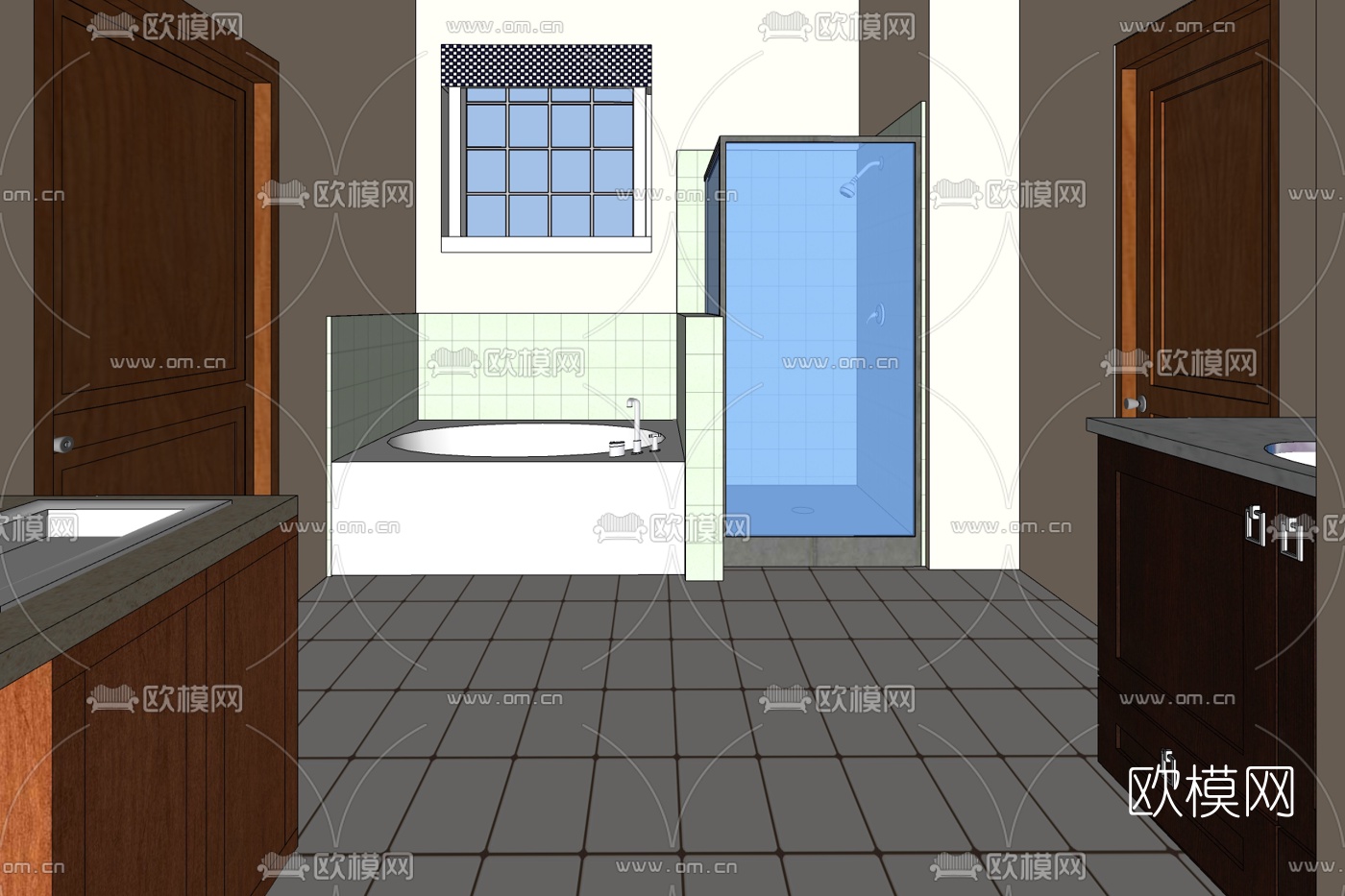 现代简约浴室免费su模型下载