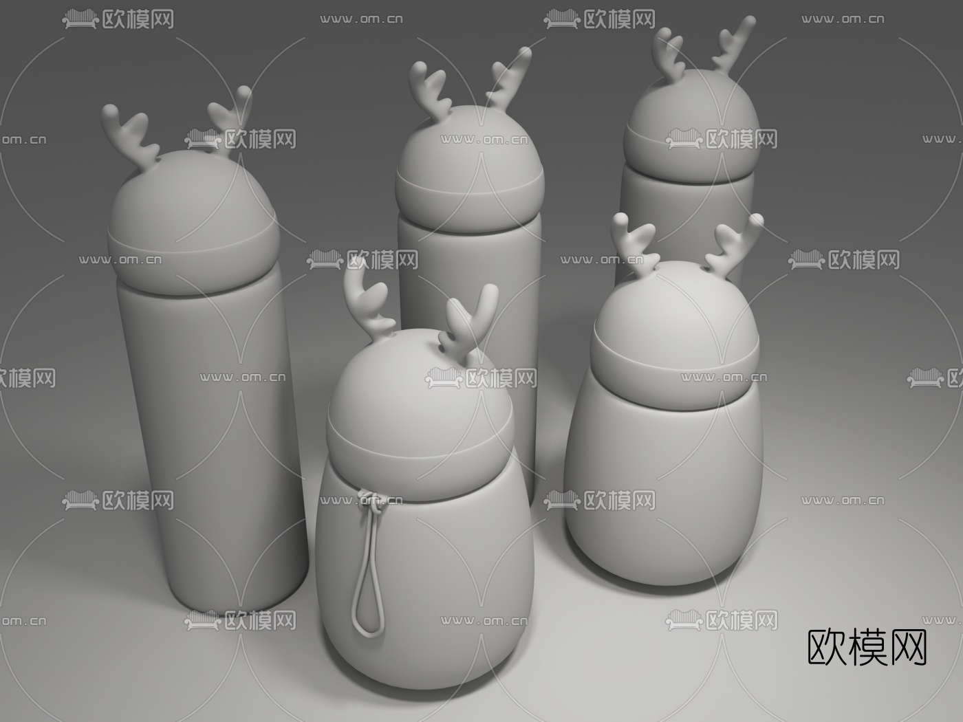 现代麋鹿不锈钢保温杯3d模型下载（渲染图4）