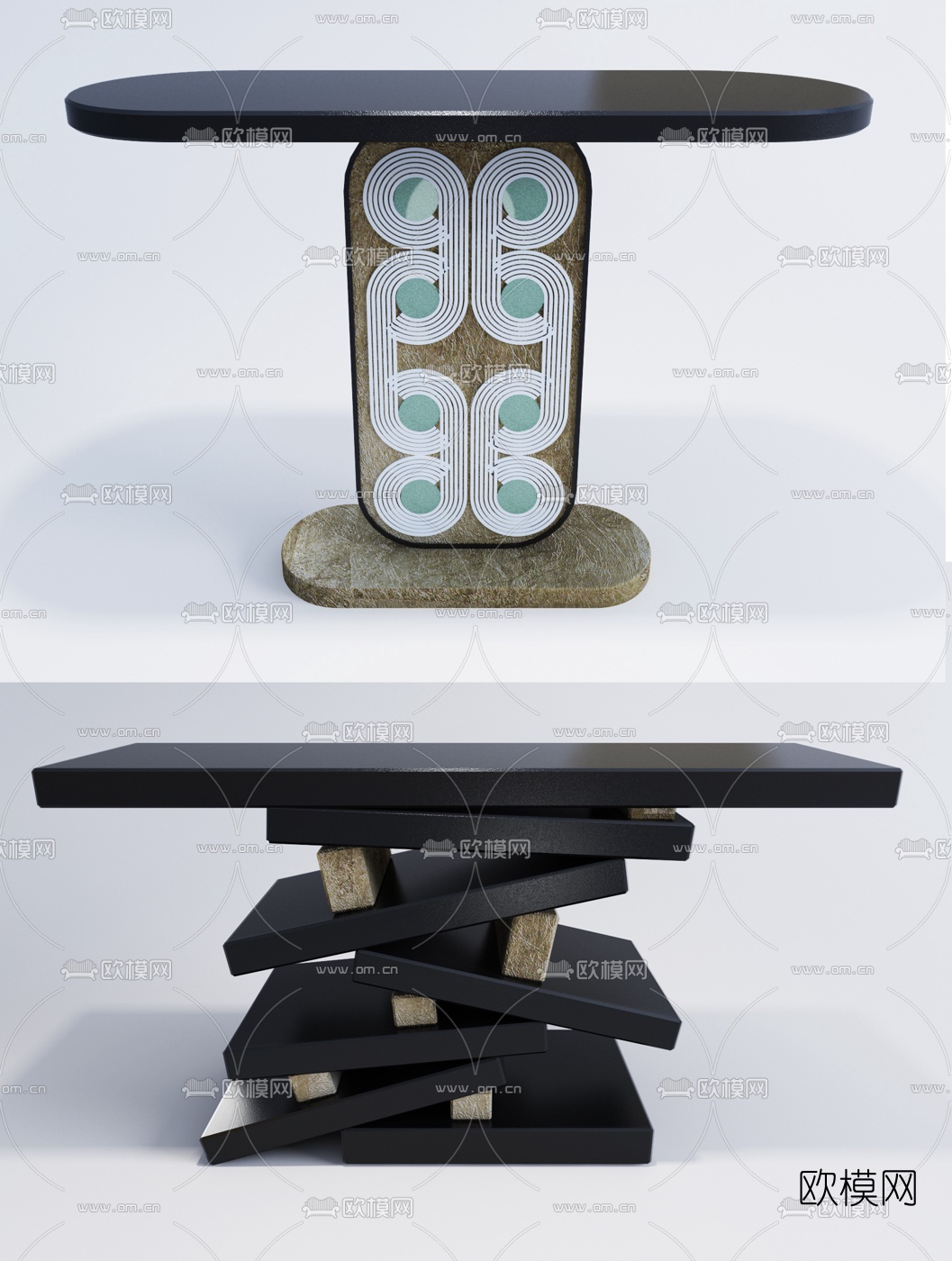 现代烤漆端景条案3d模型