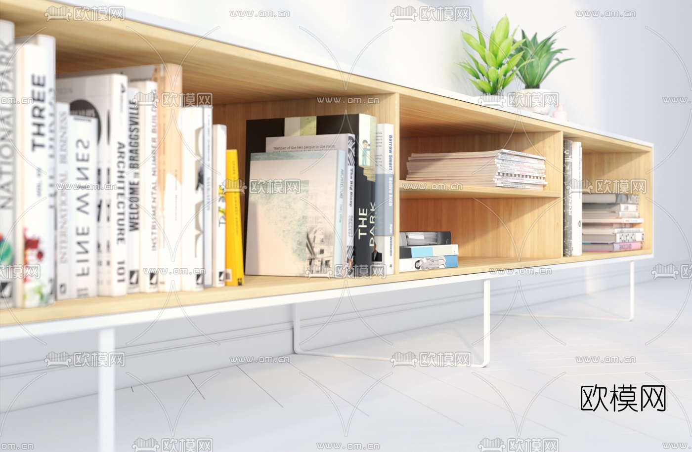 北欧简易电视柜3d模型下载（渲染图2）