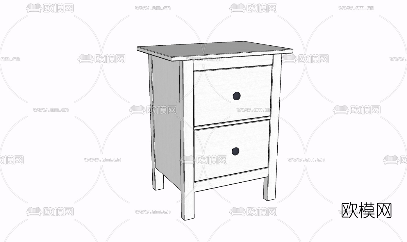 现代实木床头柜免费su模型下载