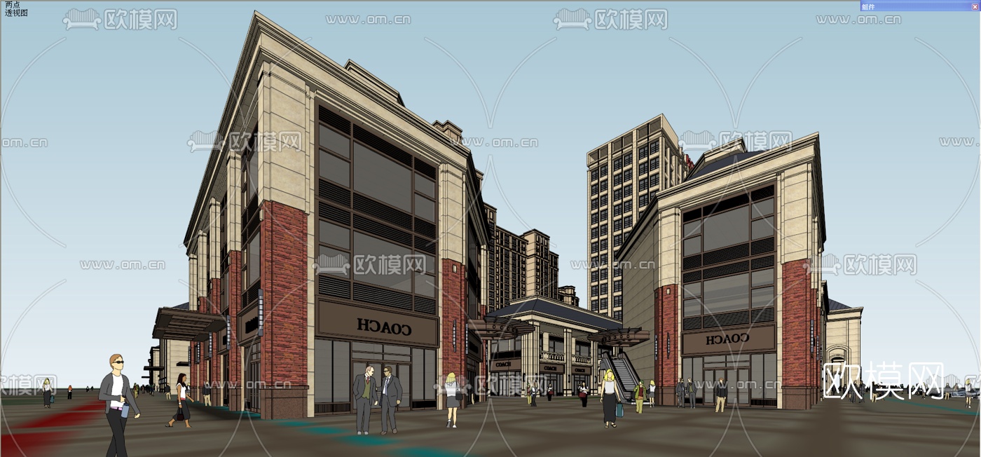 法式商业街su模型下载（渲染图1）