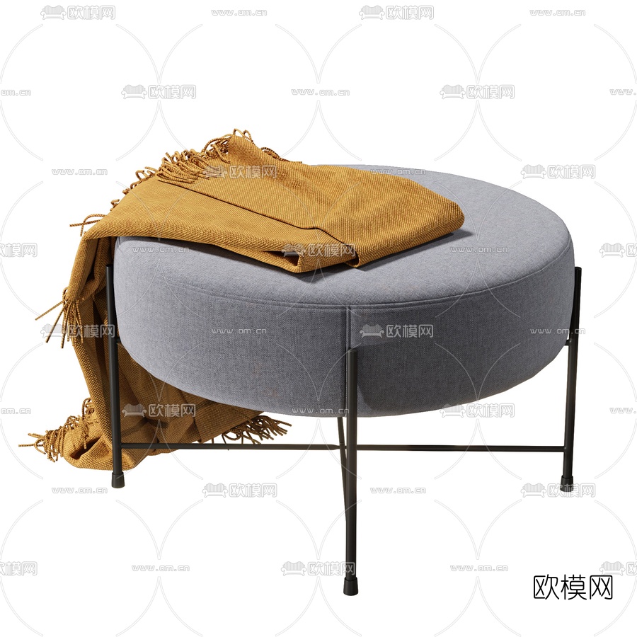 北欧布艺圆凳3d模型