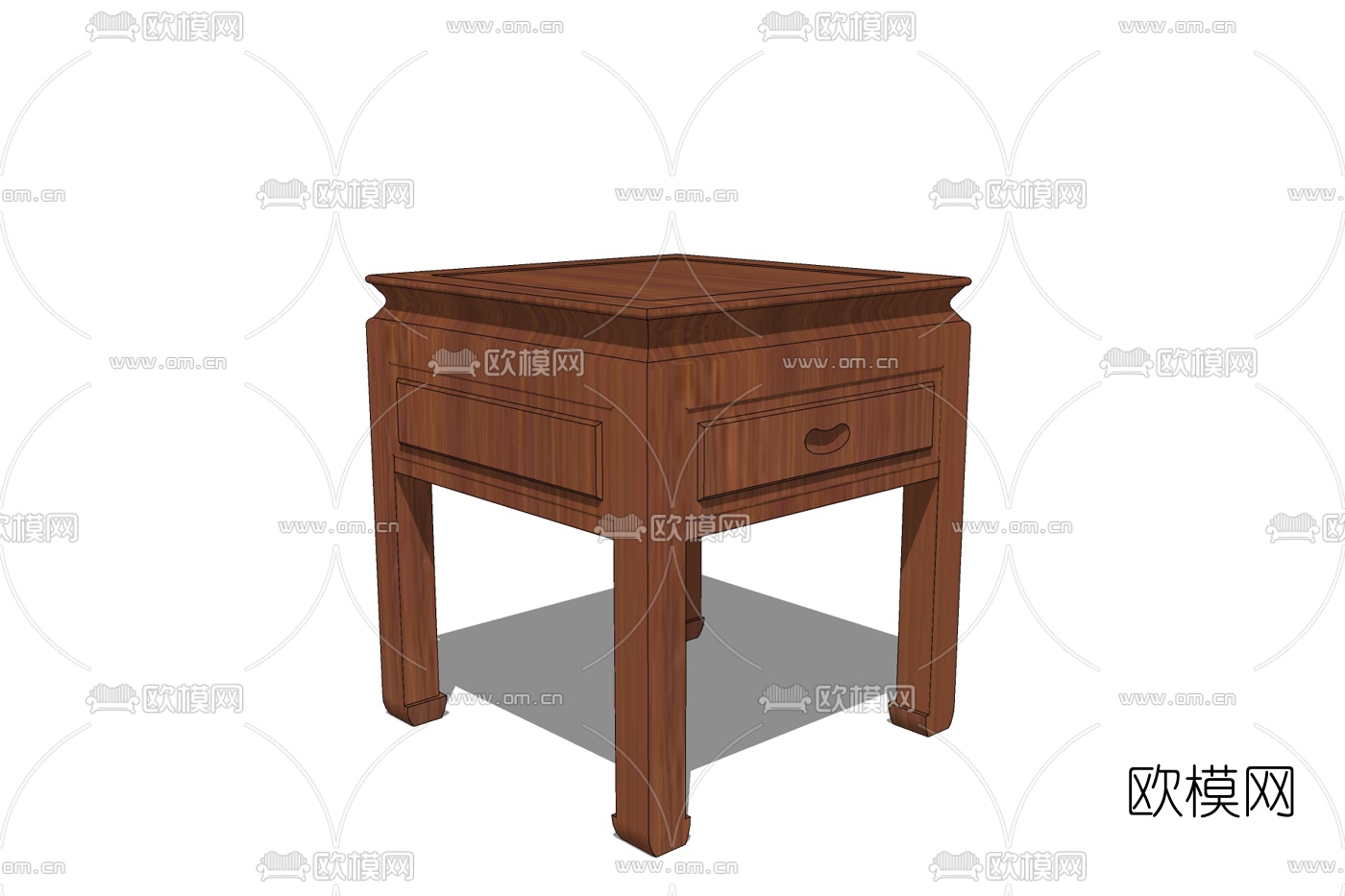 中式实木床头柜免费su模型下载