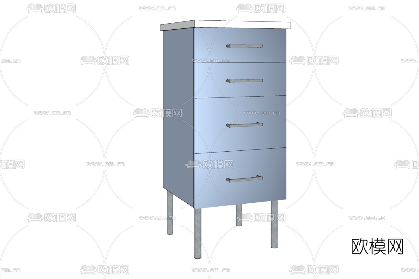 现代实木边柜斗柜免费su模型下载