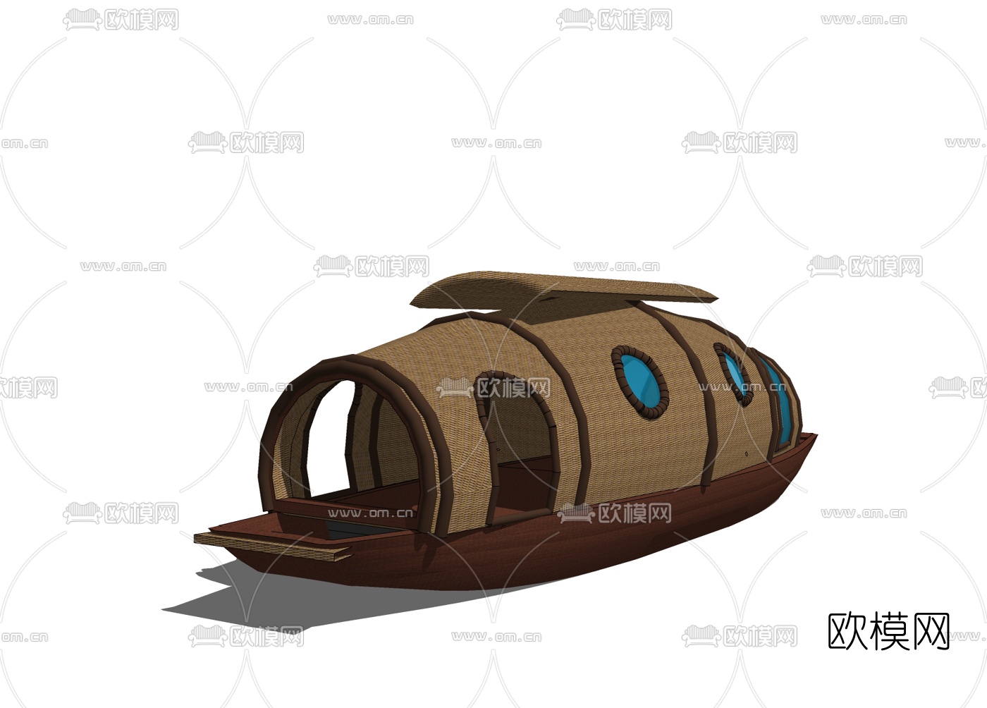中式渔船免费su模型下载
