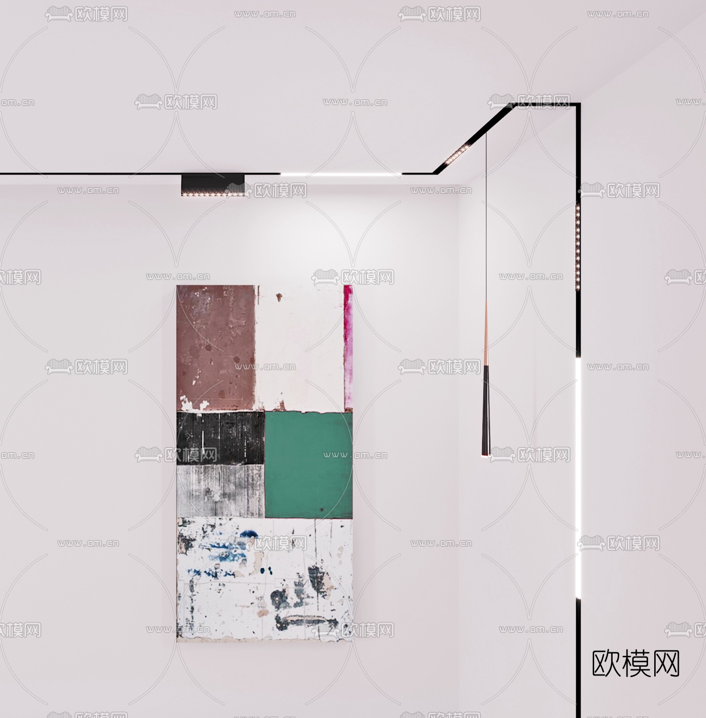 现代极简射灯组合3d模型