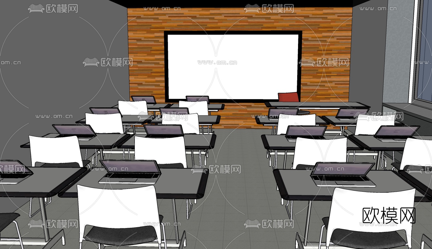 现代培训室免费su模型