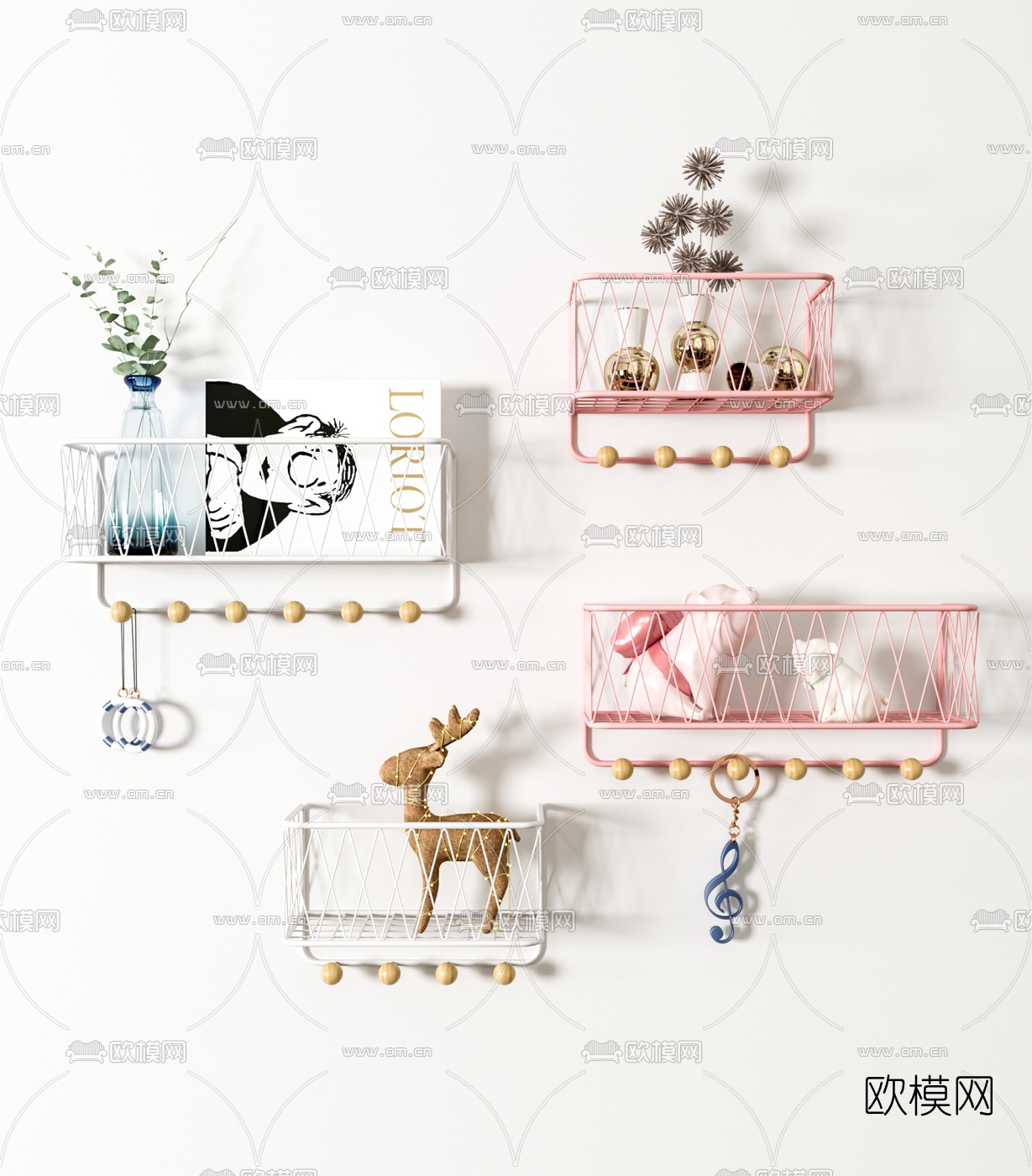 北欧铁艺壁架3d模型