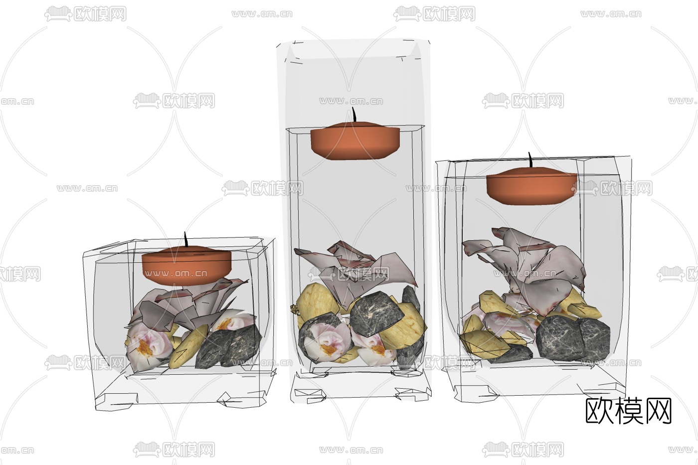 现代水晶蜡烛免费su模型