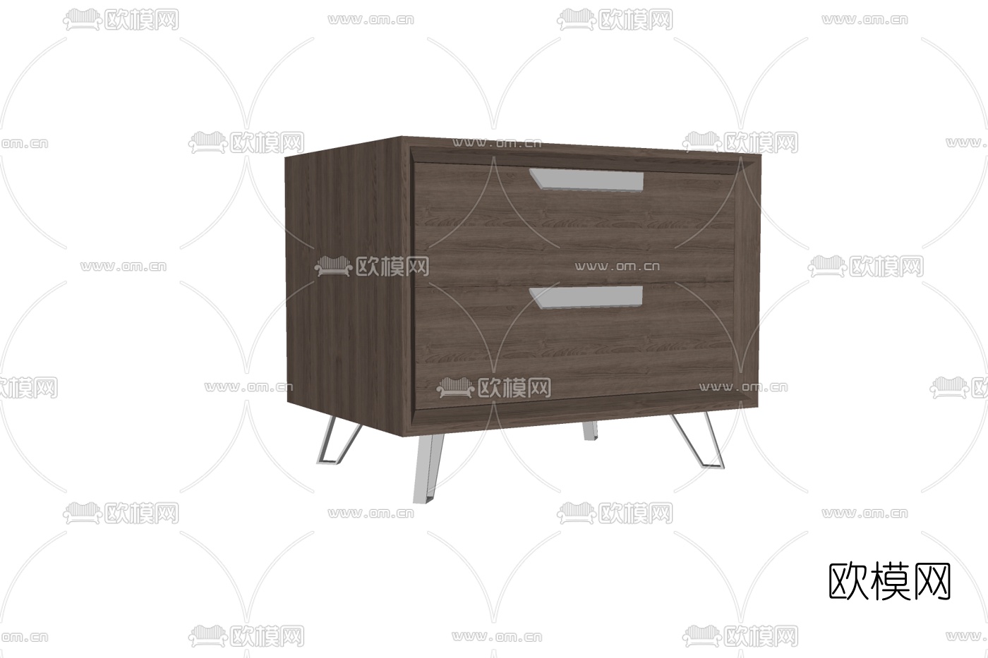 现代实木床头柜免费su模型下载