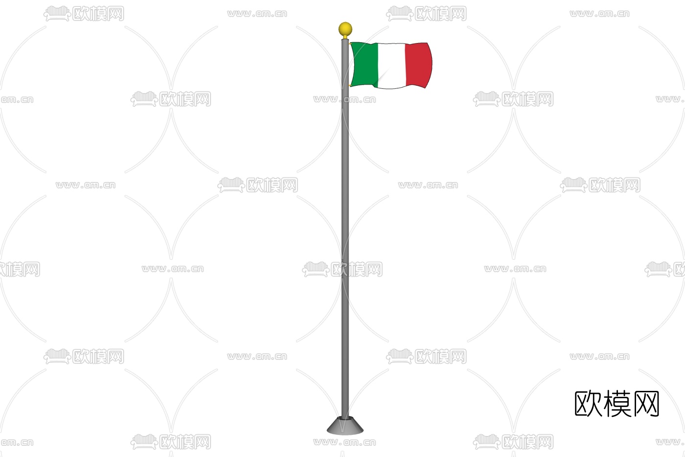 现代国旗旗帜免费su模型下载