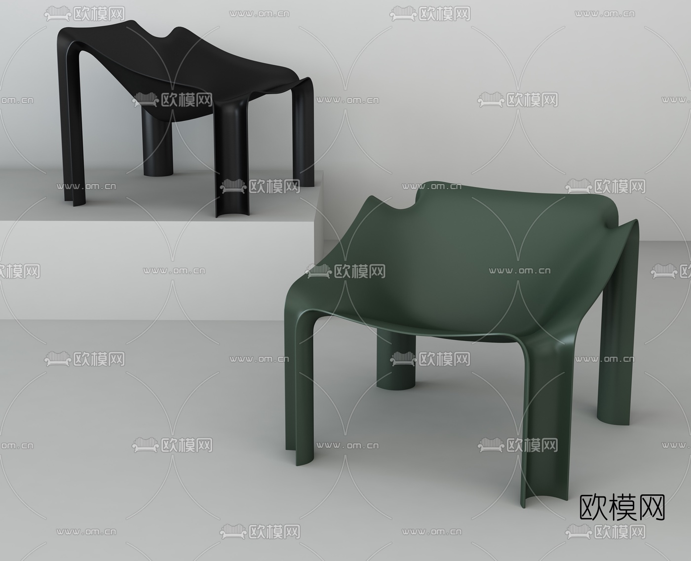 北欧铁艺凳子3d模型下载