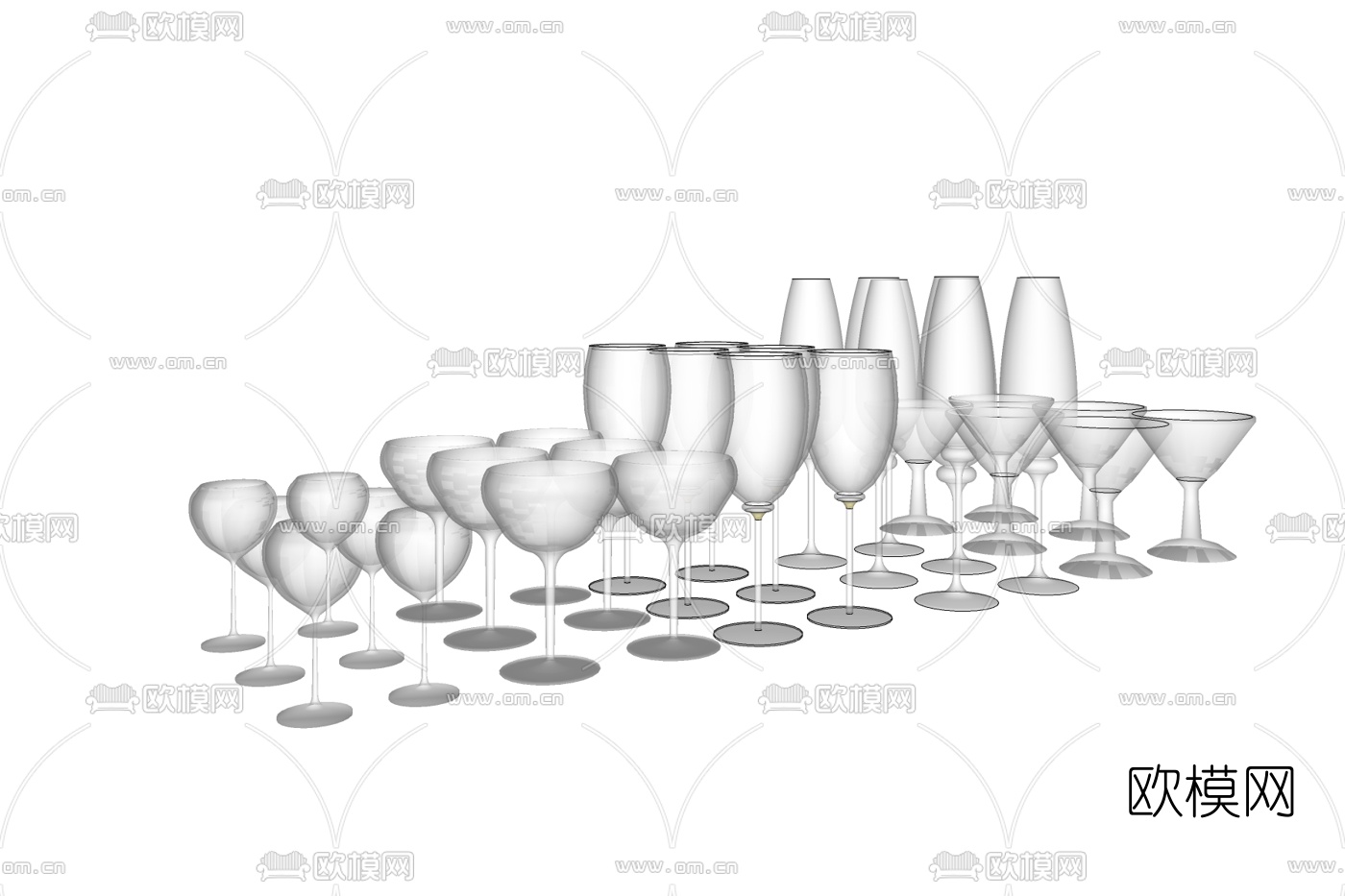 现代高脚杯免费su模型下载
