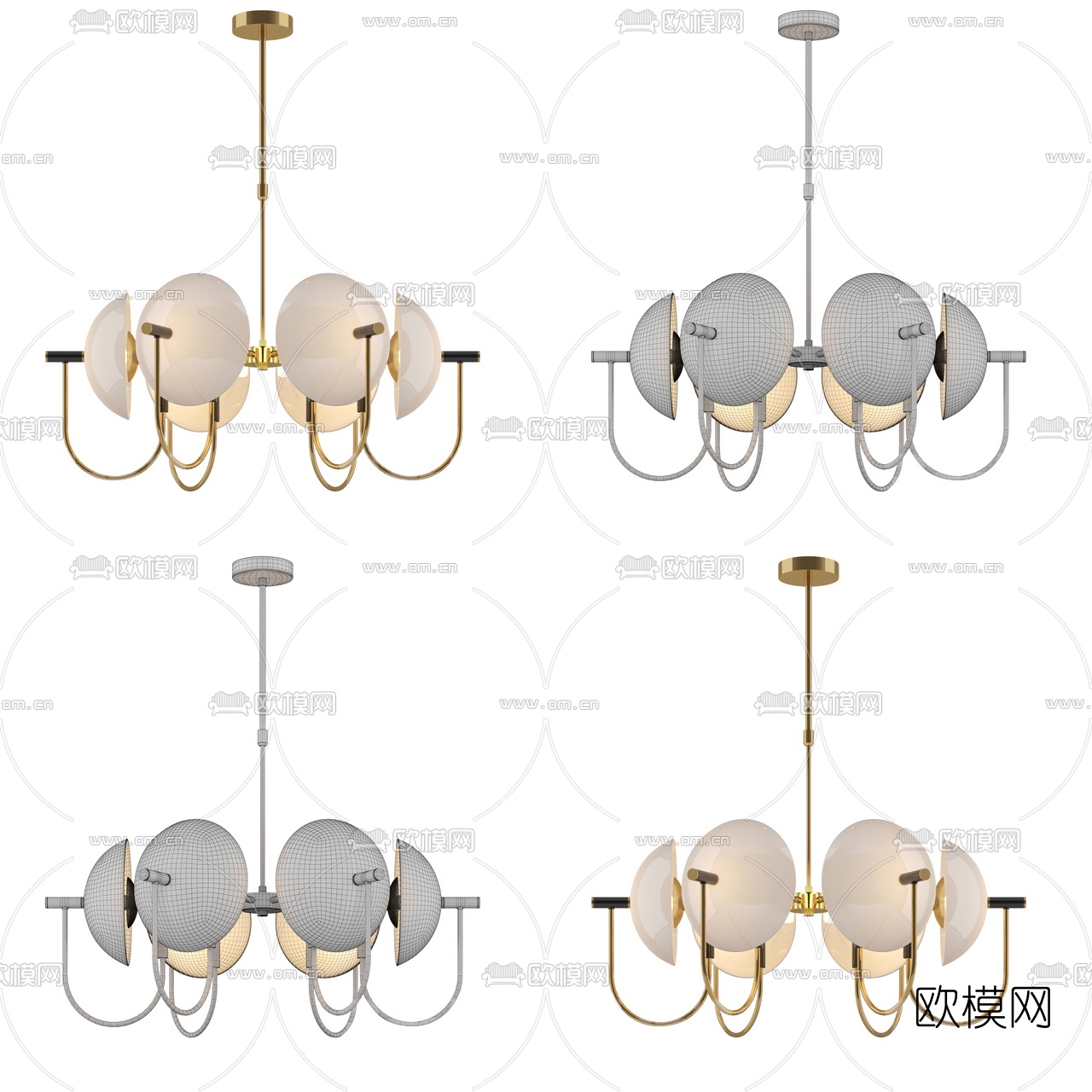 现代金属吊灯3d模型下载