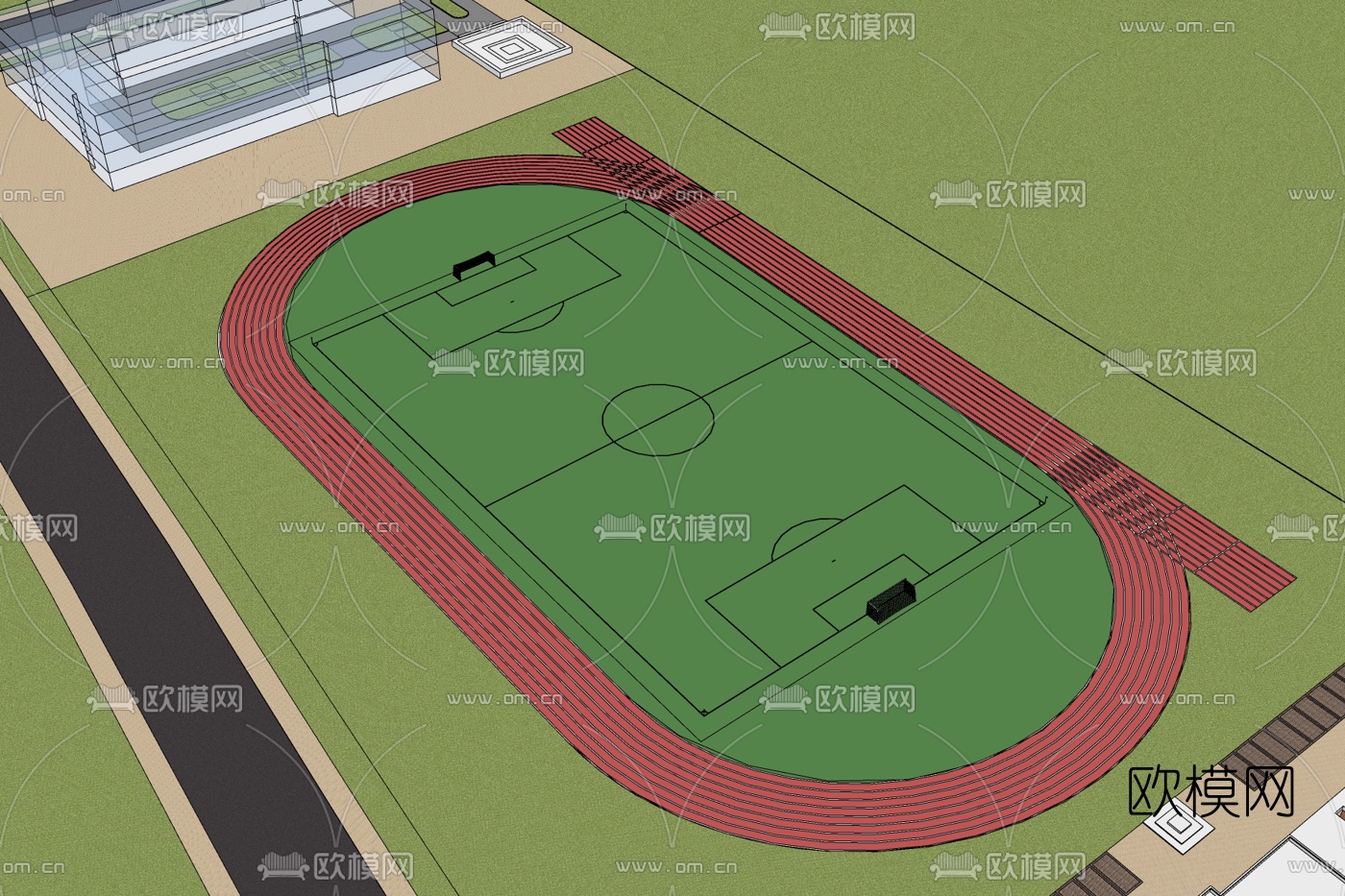 现代足球场免费su模型下载