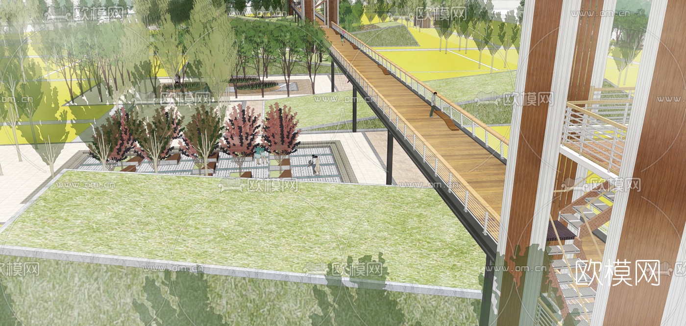 现代公园景观su模型下载（渲染图5）