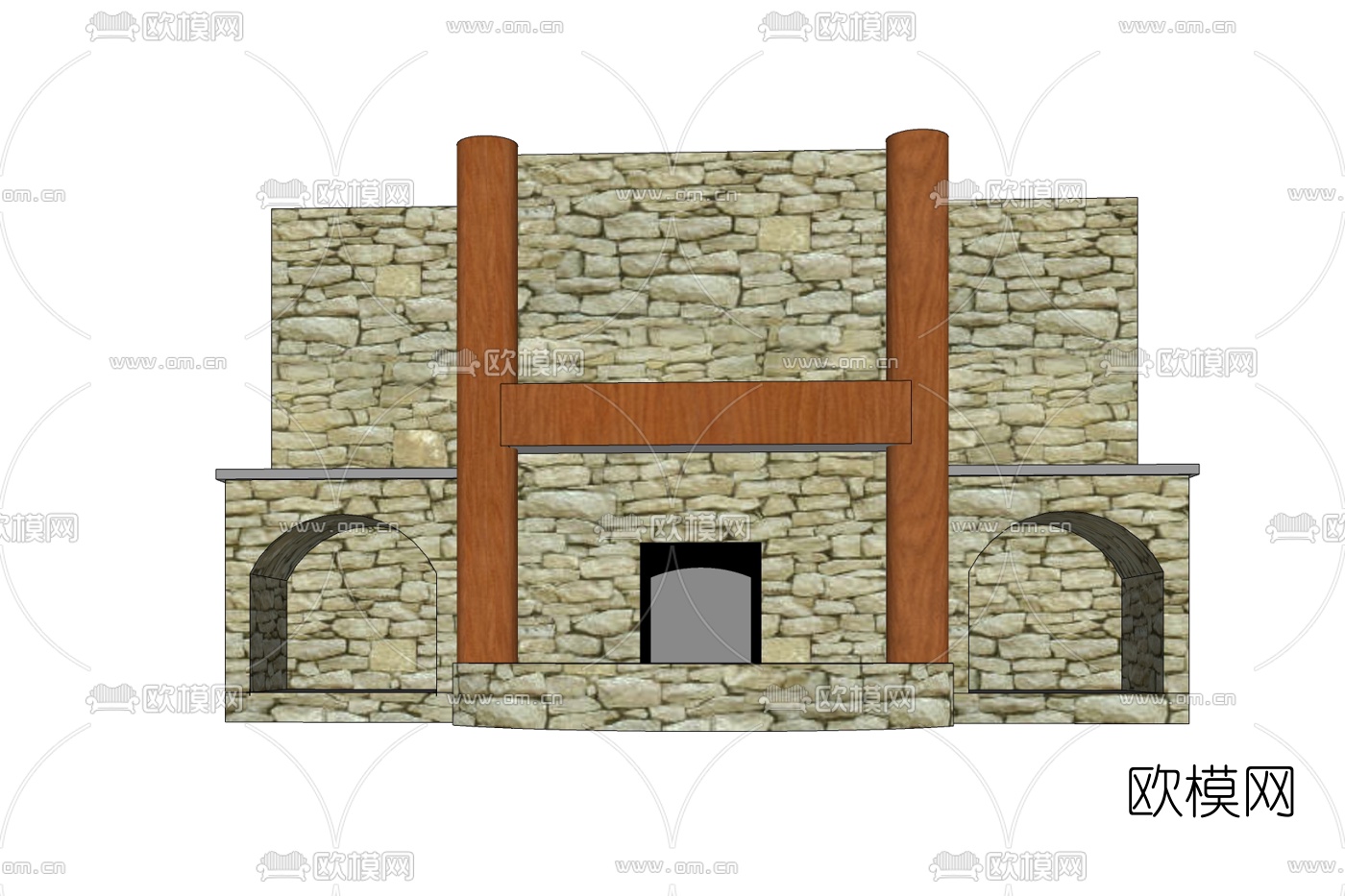 北欧壁炉免费su模型下载