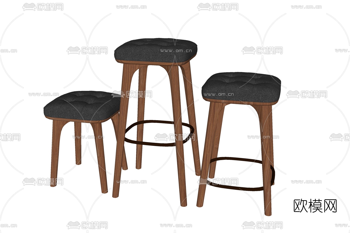 北欧实木吧台椅免费su模型下载