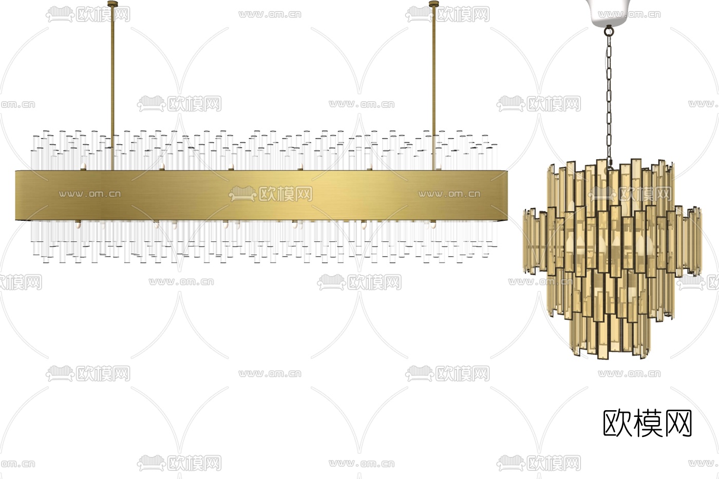 现代金属吊灯免费su模型下载