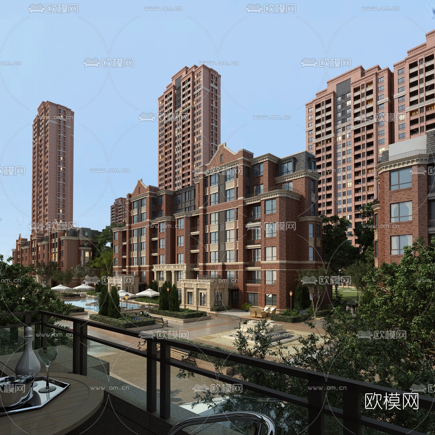 简欧住宅小区建筑外观3d模型