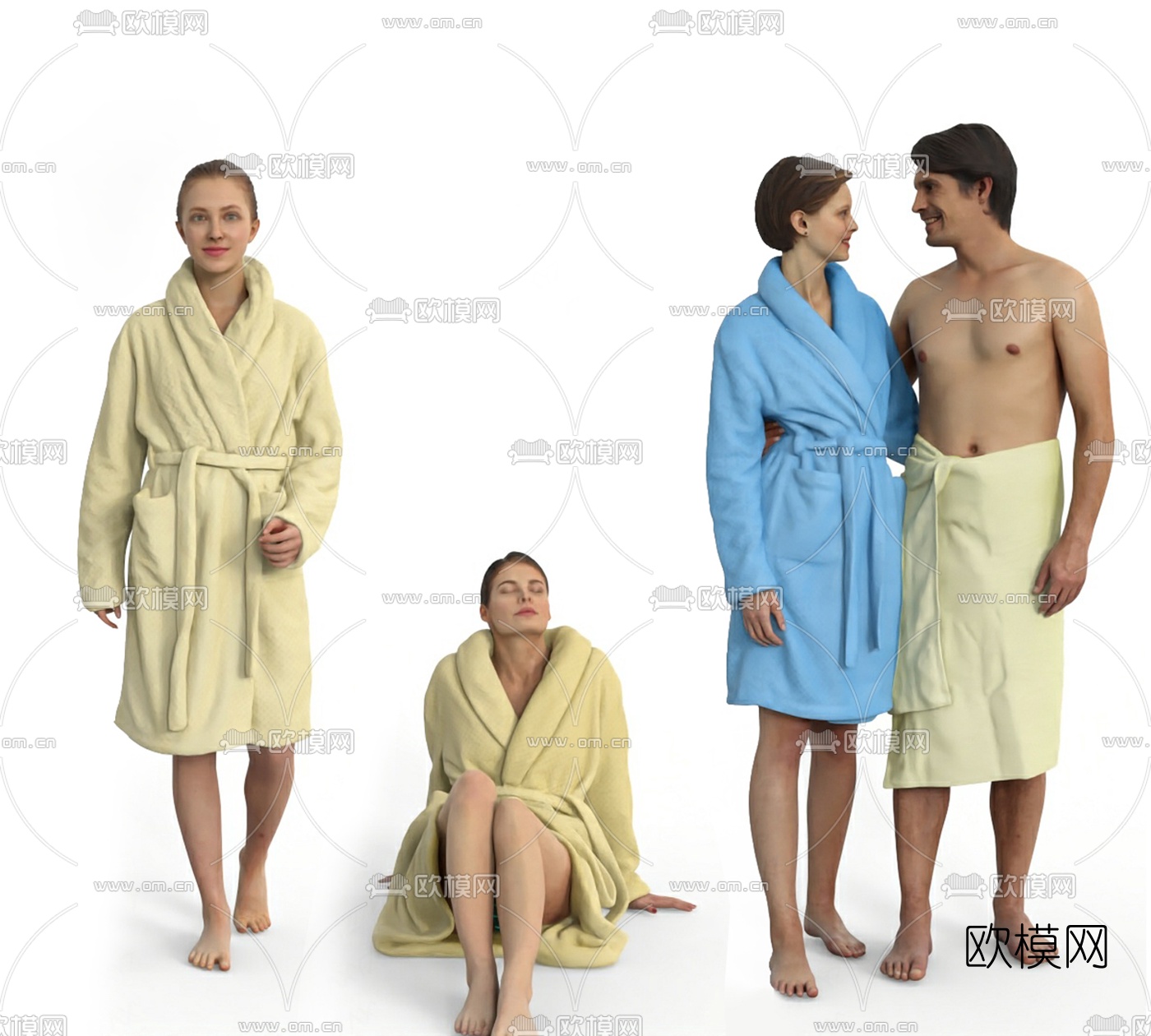 现代水疗桑拿人物3d模型下载（渲染图4）