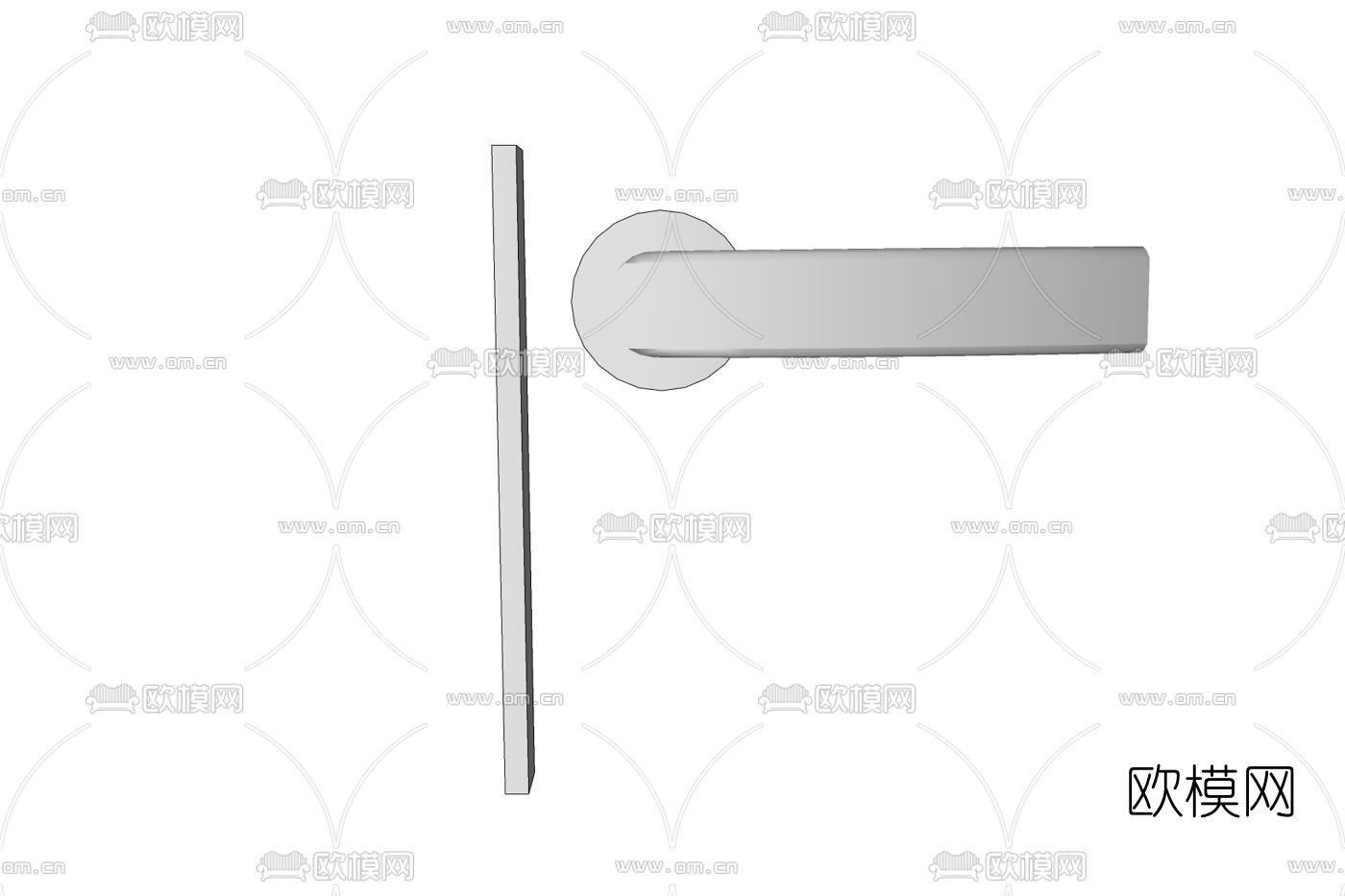 现代金属门把手免费su模型下载