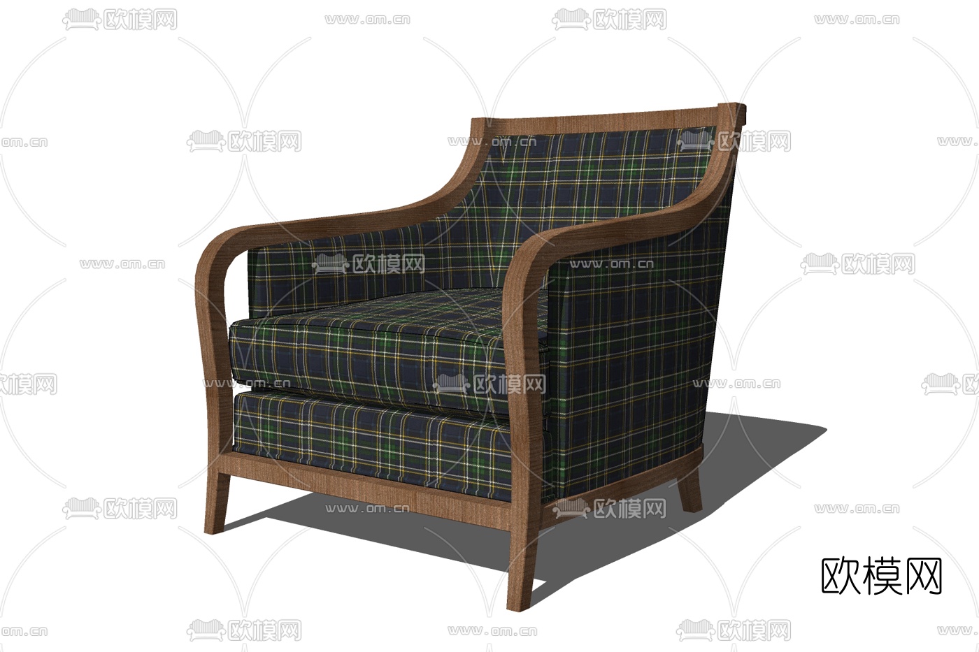 现代布艺单人沙发免费su模型下载