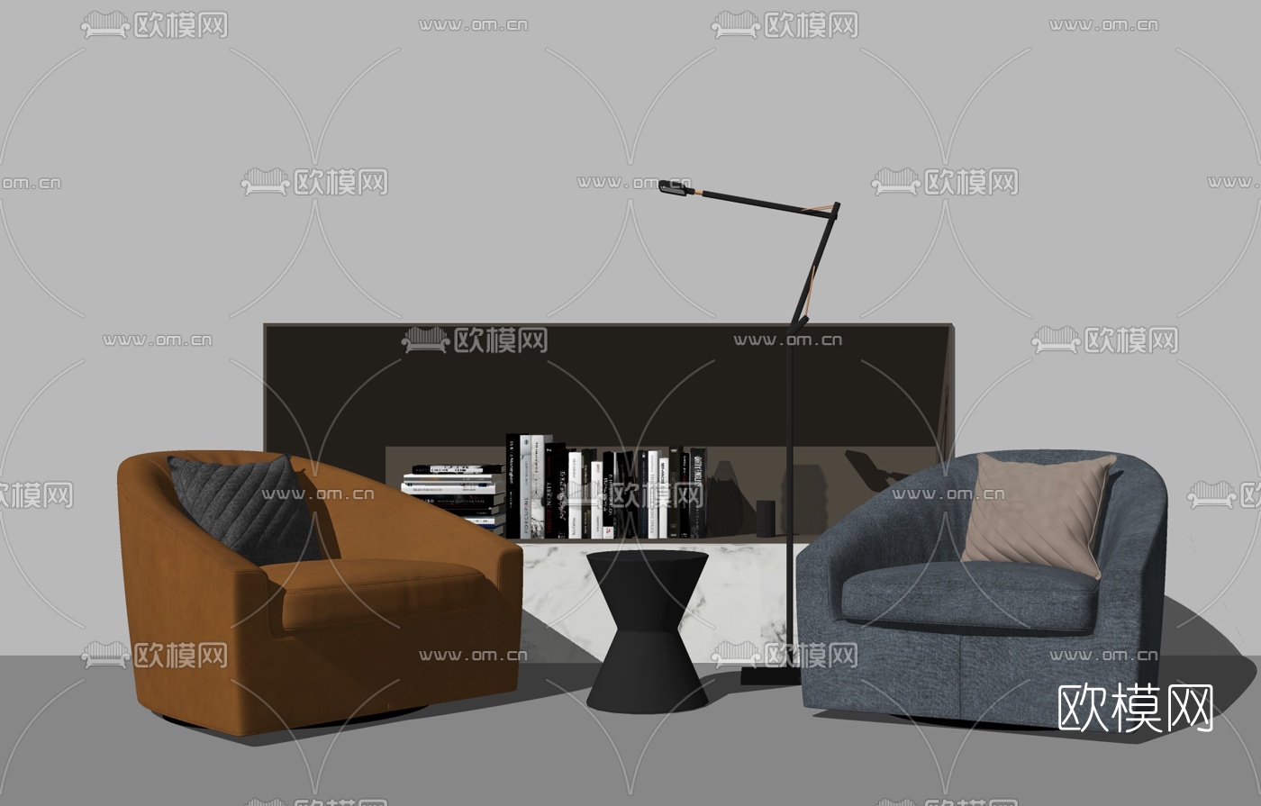 现代布艺休闲沙发su模型下载
