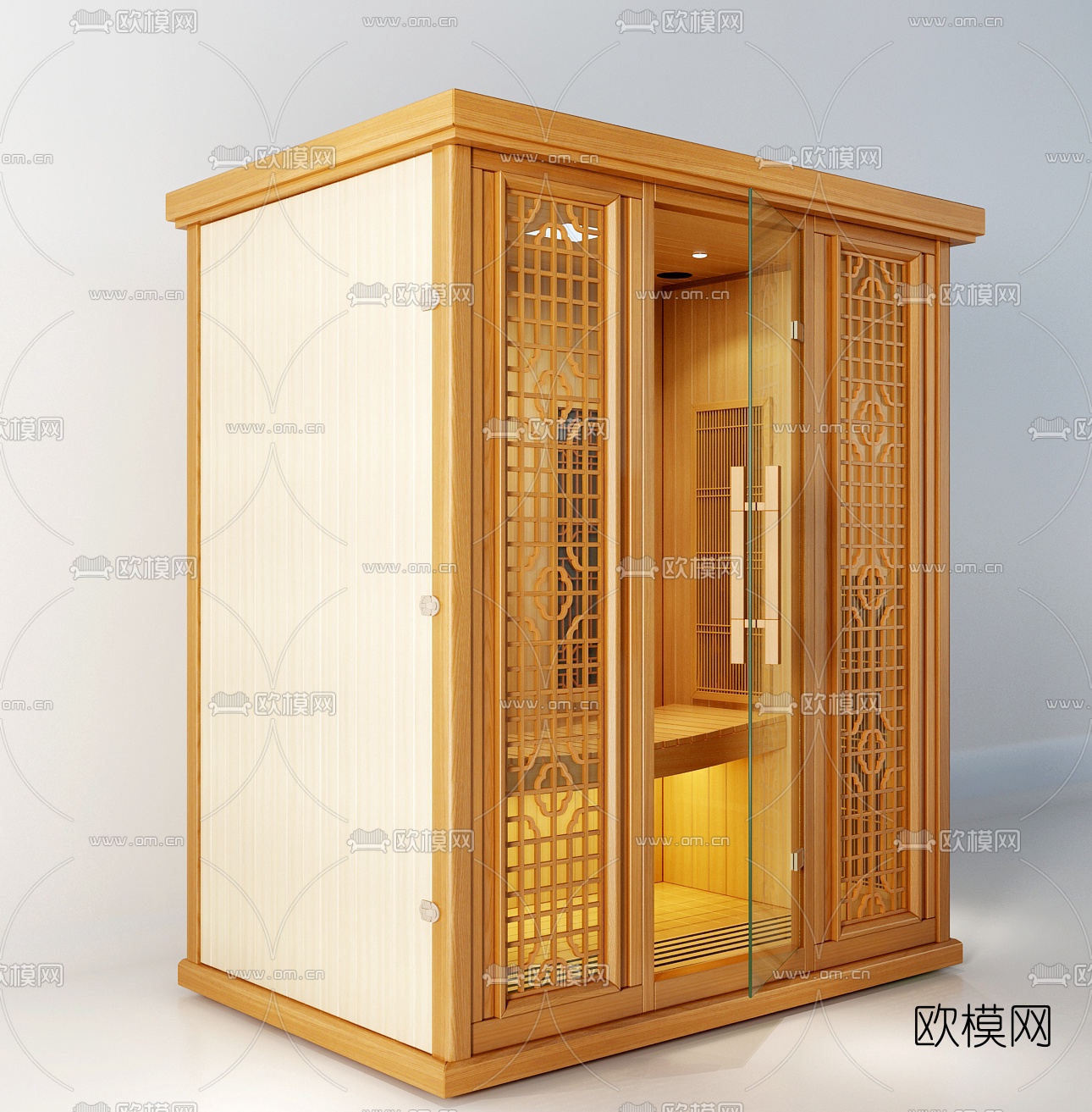 新中式桑拿房3d模型