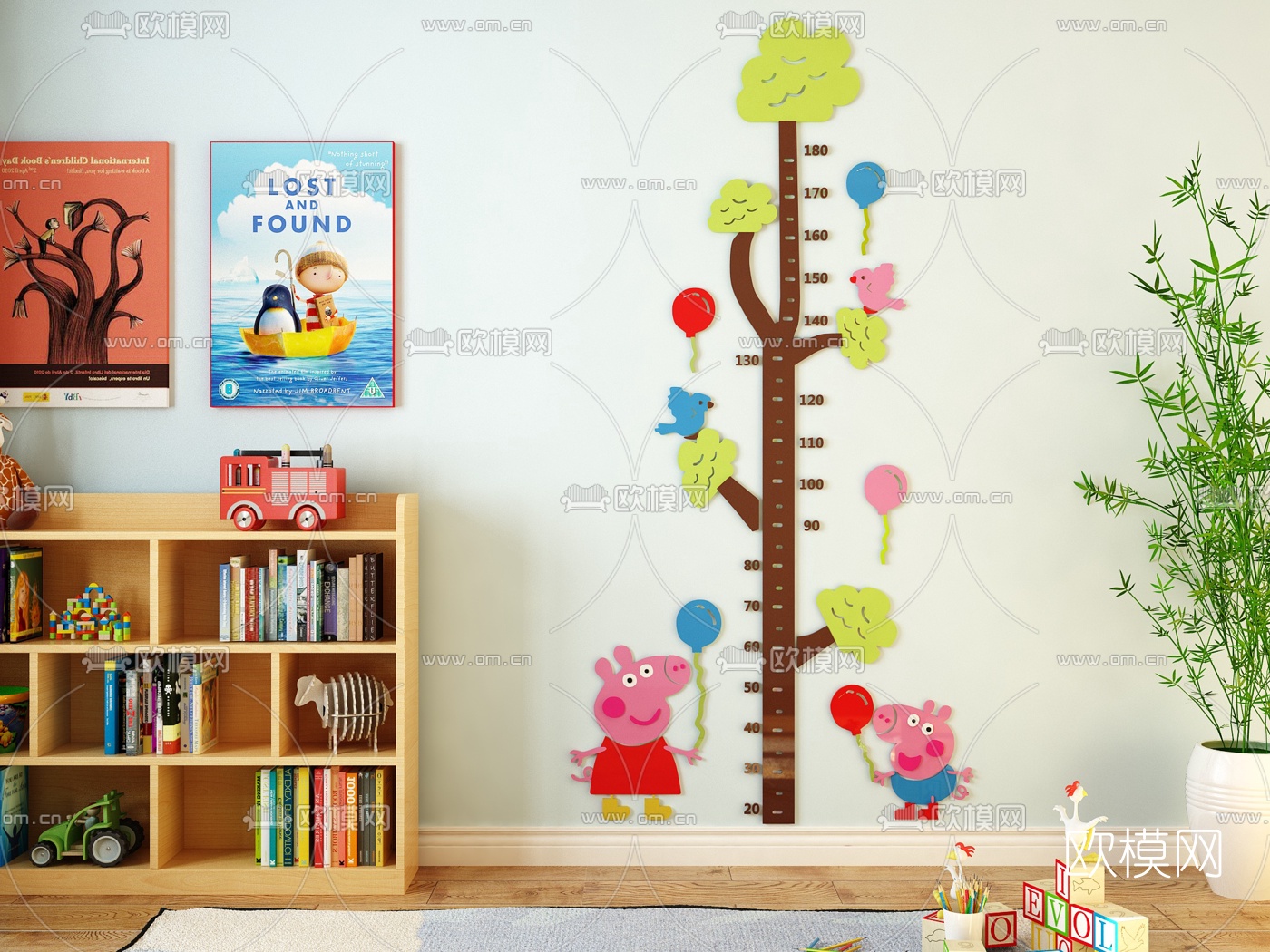 现代小猪佩奇儿童墙贴3d模型下载