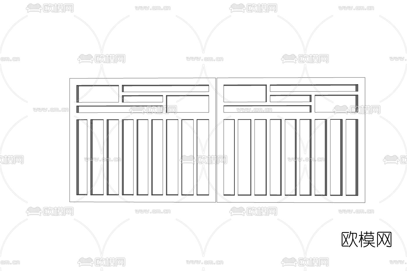 新中式窗花免费su模型下载
