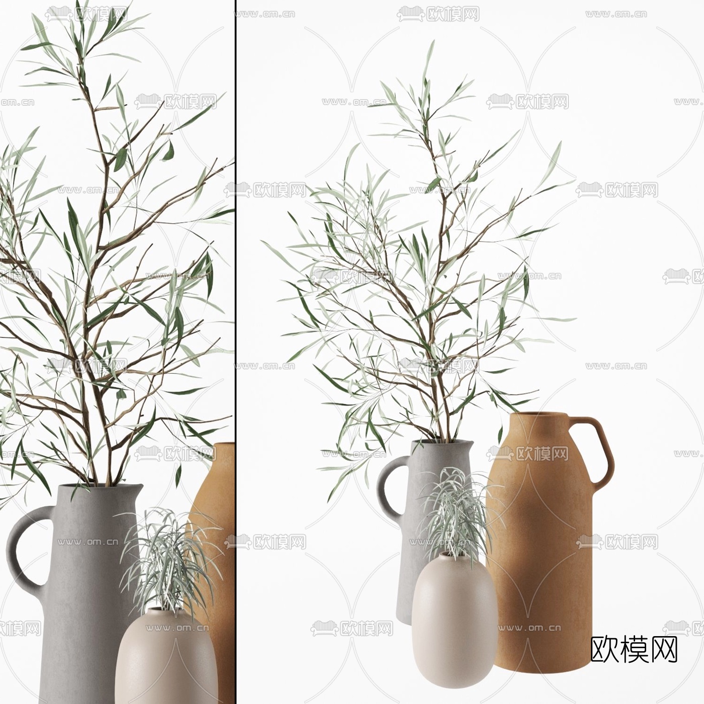 现代陶瓷陶罐摆件3d模型下载（渲染图1）