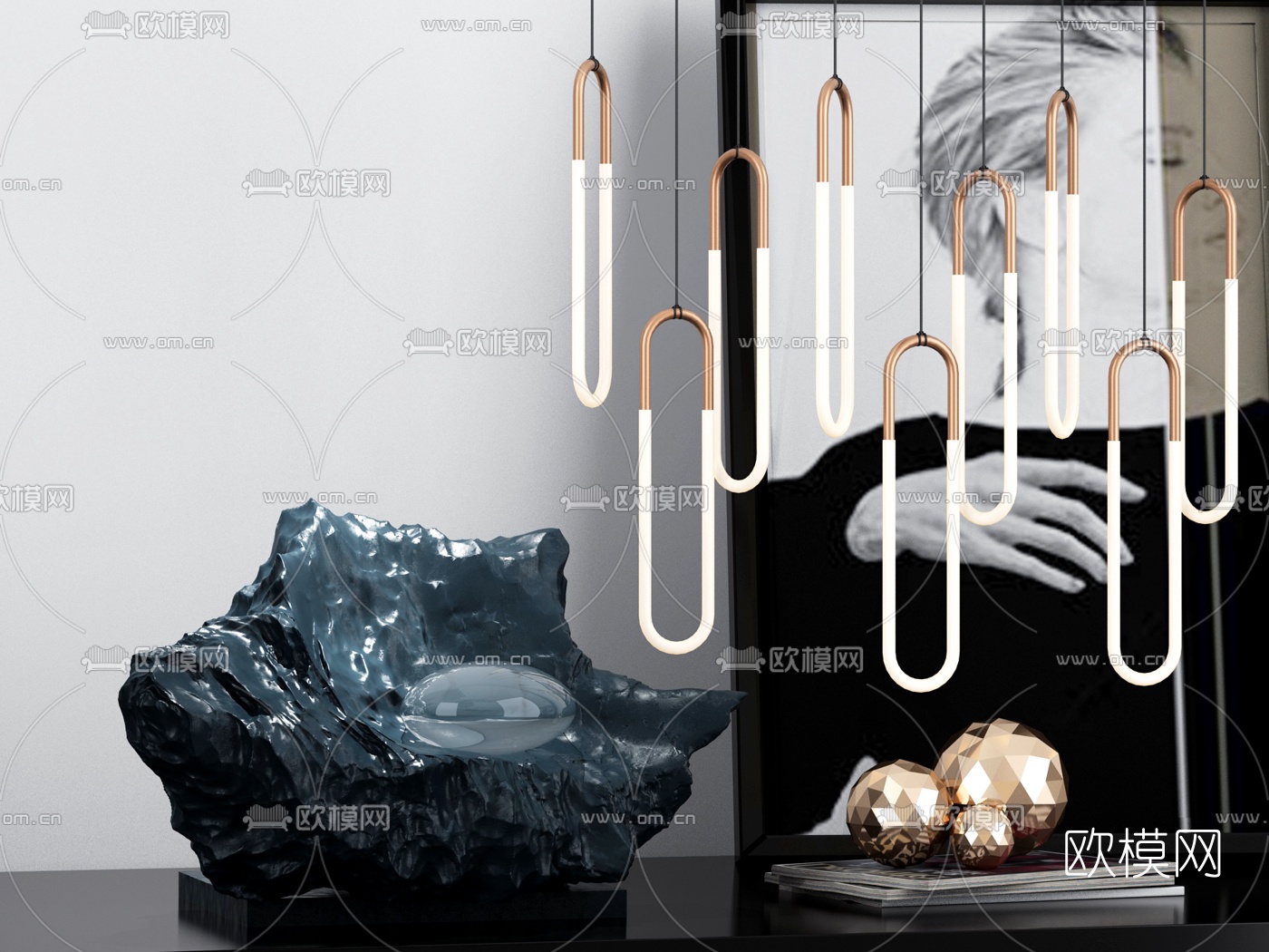 现代抽象雕塑摆件3d模型下载