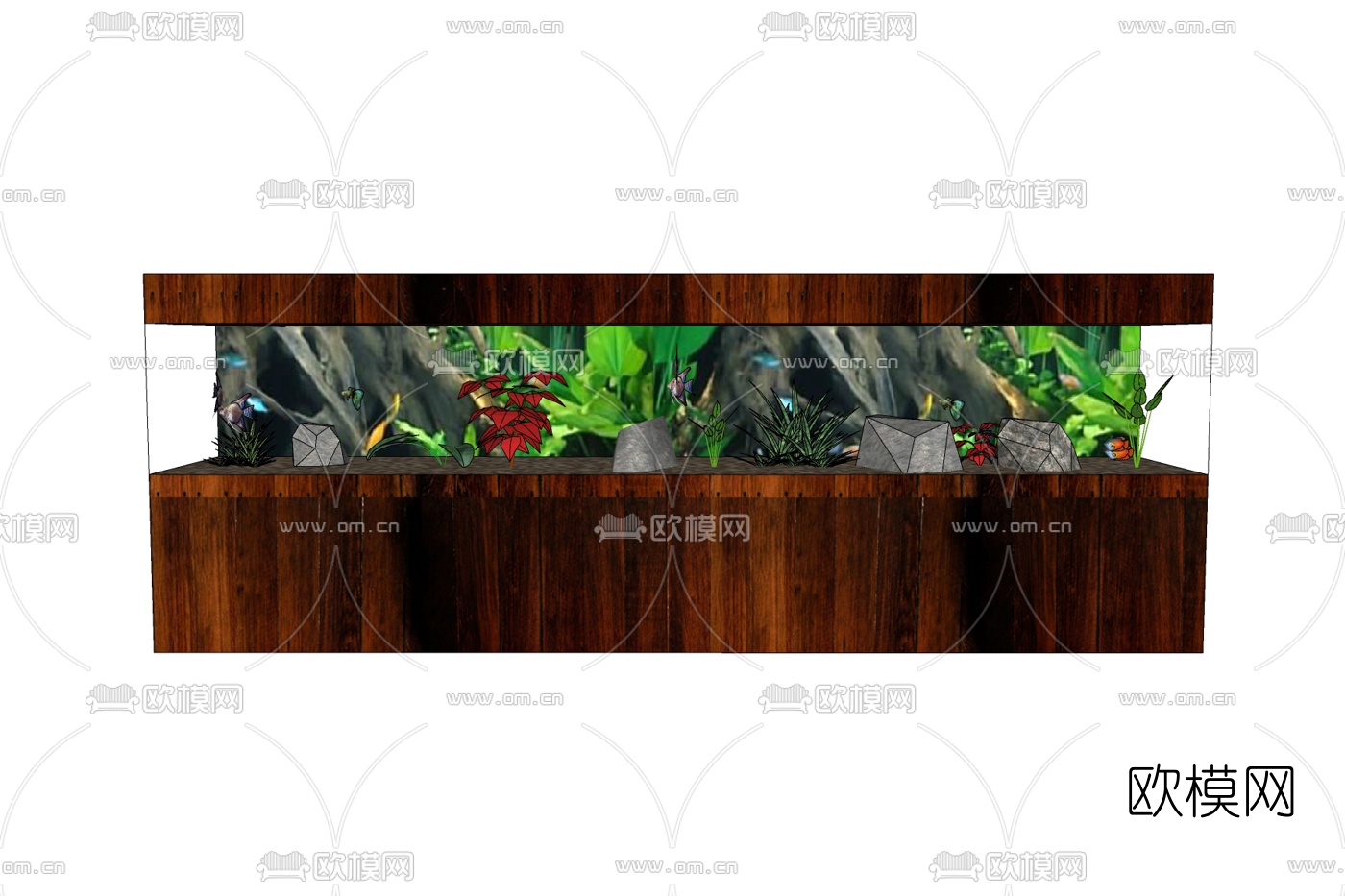 现代玻璃鱼缸免费su模型下载