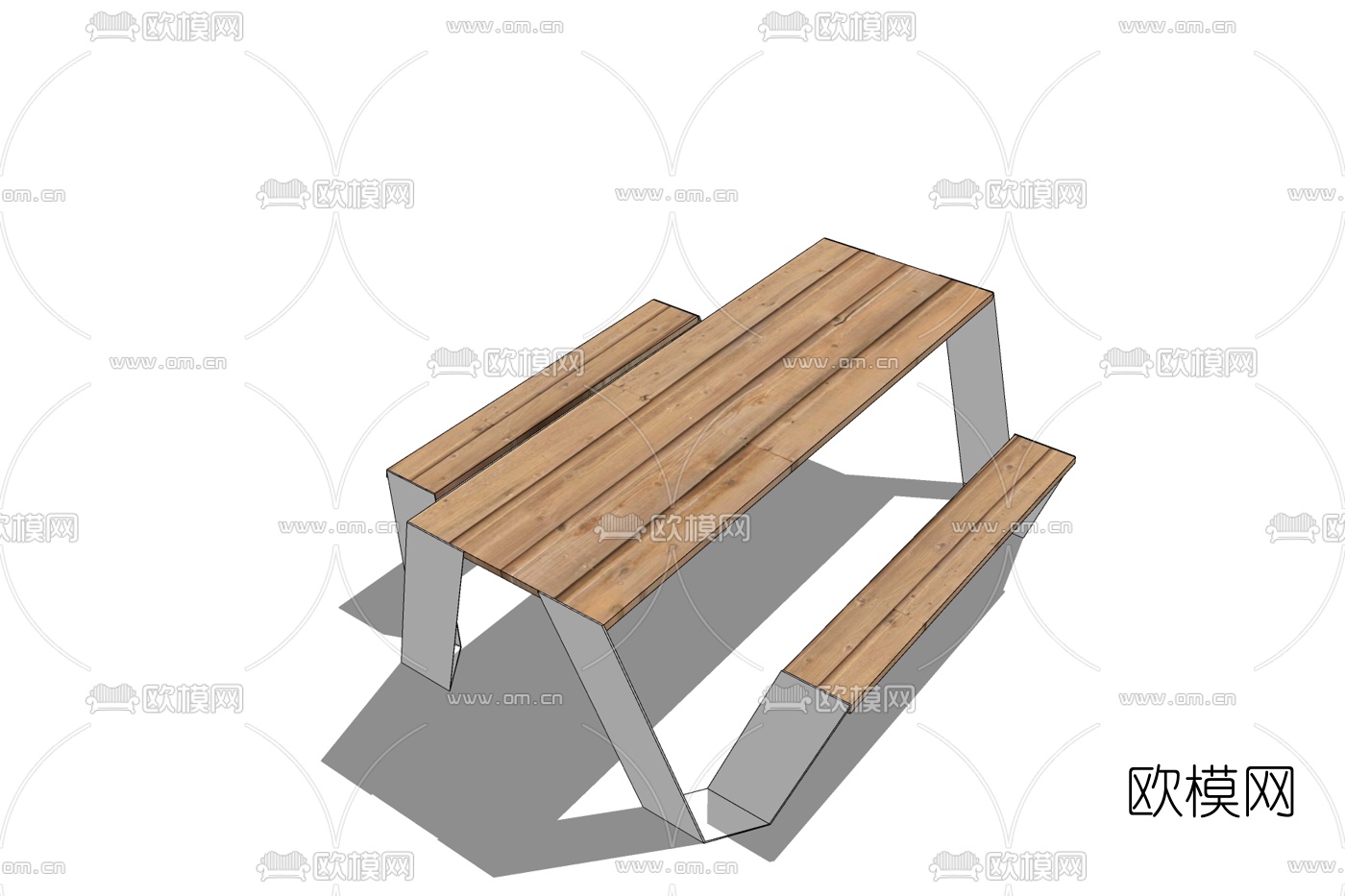 现代实木休闲桌椅免费su模型下载