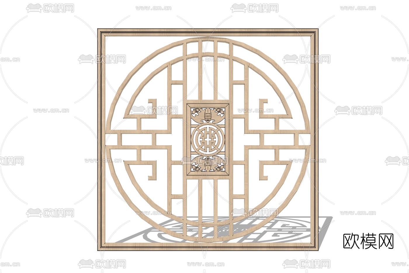 中式实木隔断免费su模型下载