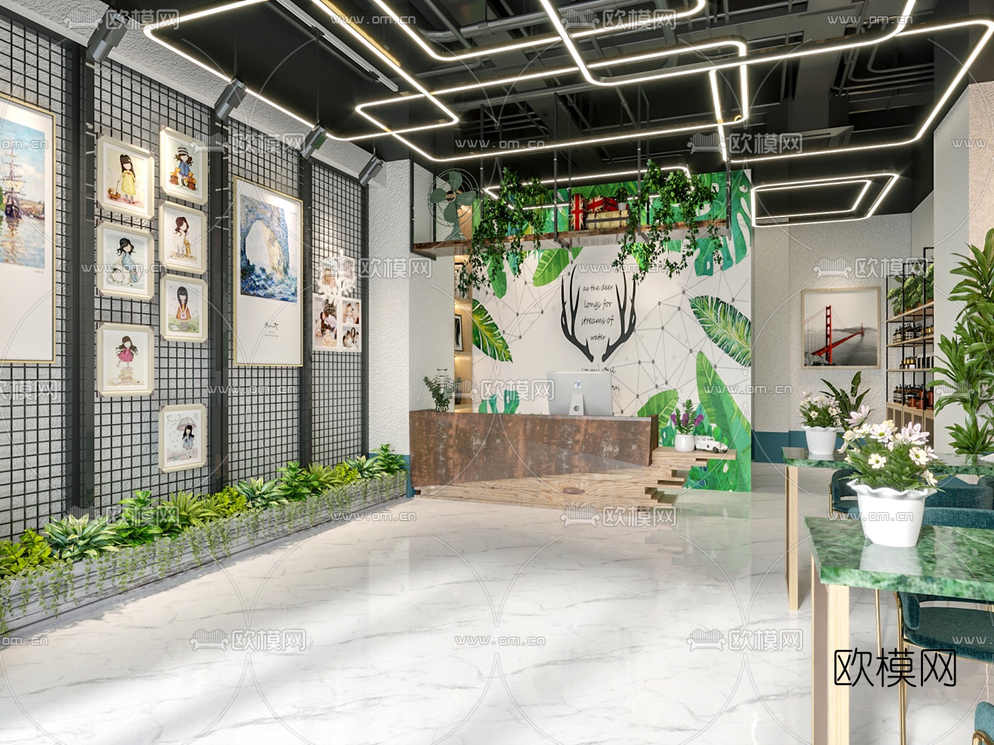 现代影楼接待室3d模型下载（渲染图1）