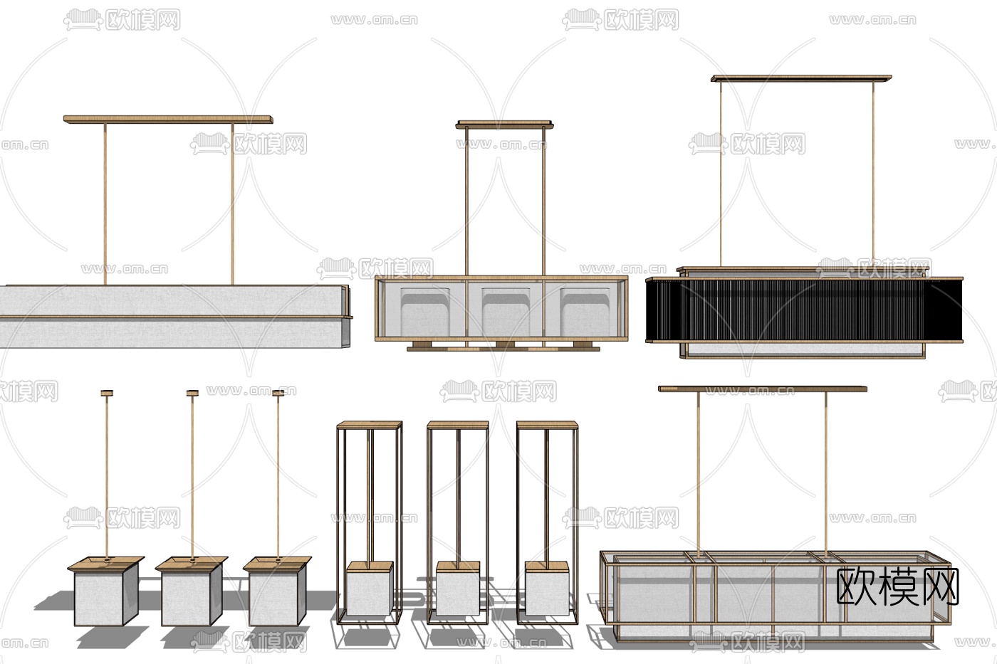 现代玻璃吊灯免费su模型下载