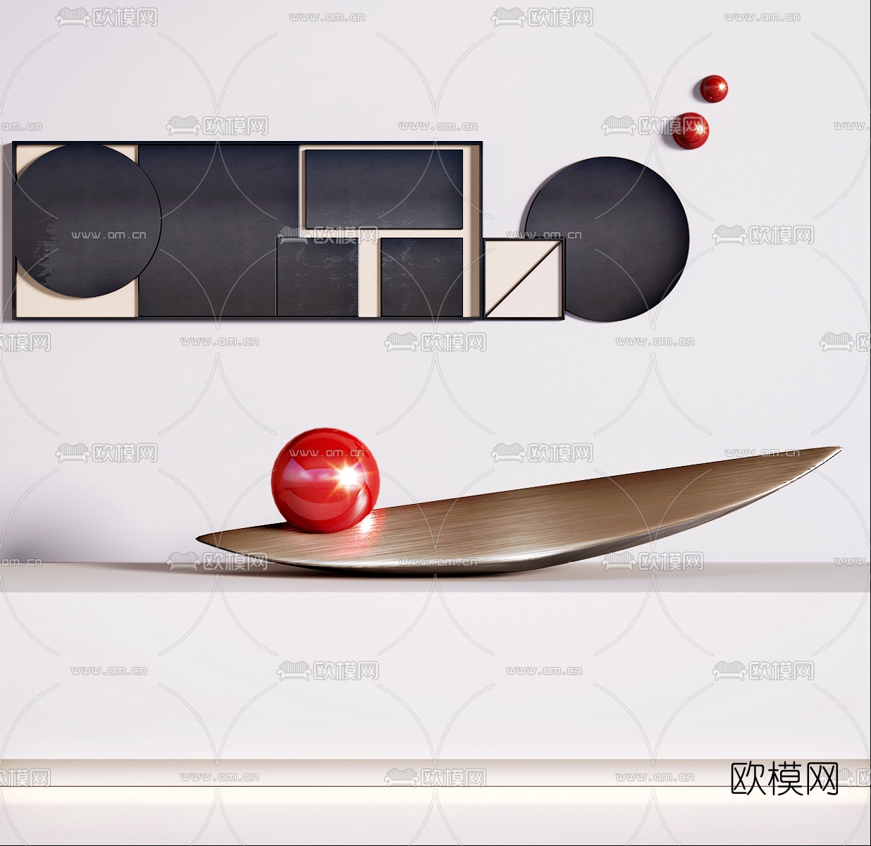 现代雕塑背景墙3d模型