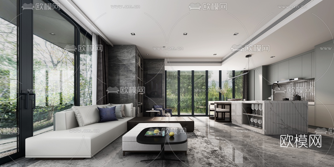 葛亚曦设计 苏州万科大象山舍“叠拼”豪宅3d模型下载（渲染图1）